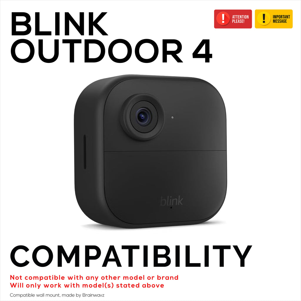 Blink Outdoor 4 Wall Mount Bracket - Secure Camera Holder with VHB Tape or Screw Mount Option, Easy Slide-In Design, Angled for Improved Viewing