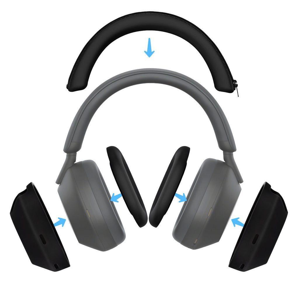 Silicone Protective Cover Set for Sony WH-1000XM5 - Headband, Ear Cup & Earpad Covers – Sweatproof, Dustproof, Non-Slip & Easy to Install