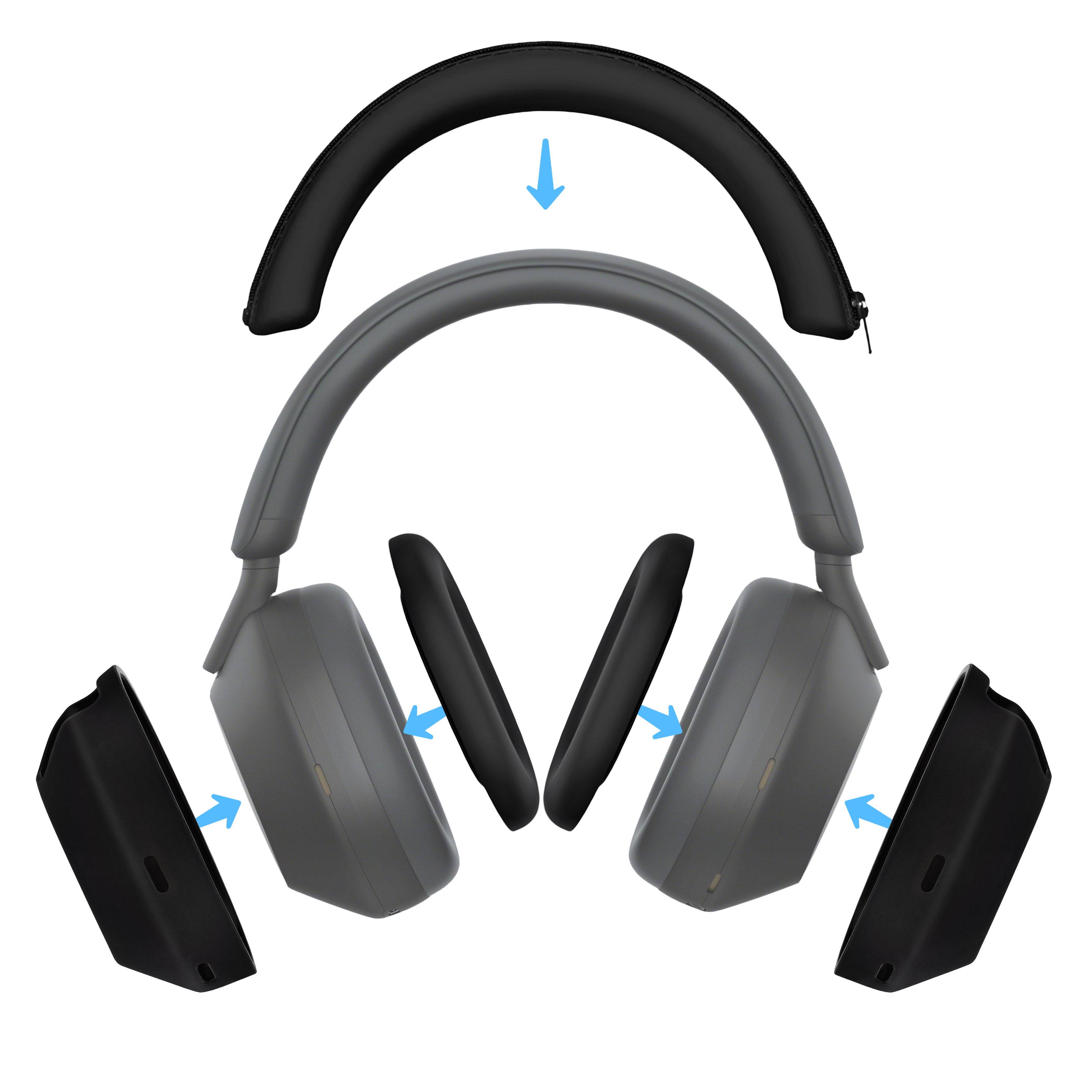 Silicone Protective Cover Set for Sony WH-1000XM5 - Headband, Ear Cup & Earpad Covers – Sweatproof, Dustproof, Non-Slip & Easy to Install
