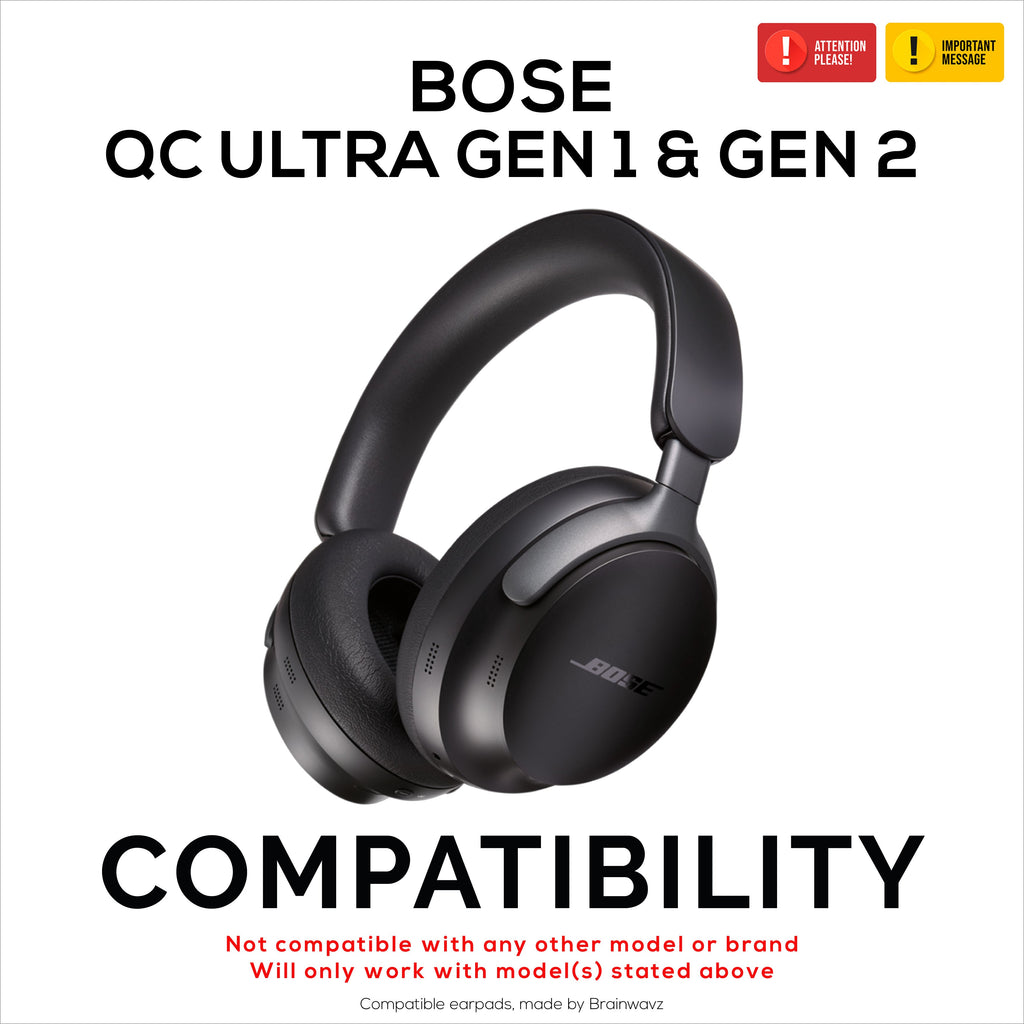 Replacement Earpads for BOSE QC Ultra Gen 1 & Gen 2 Wireless Headsets. High Grade Protein PU Leather with Soft Foam for Extra Comfort & Durability