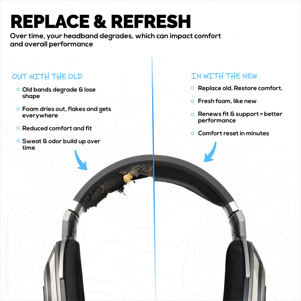 Replacement Soft Leather Headband for SENNHEISER HD700 Headphones - Headset Top Cushion Pad - Easy Slide-In Install, Restore Comfort & Fit