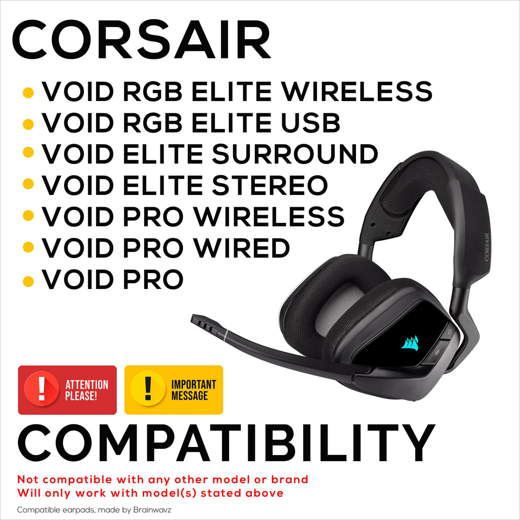 Hybrid Earpads for Corsair Void RGB Elite Wireless, RGB Elite USB, Elite Surround Headsets, Cooling Gel, Super Soft Fabric & Thicker Memory Foam