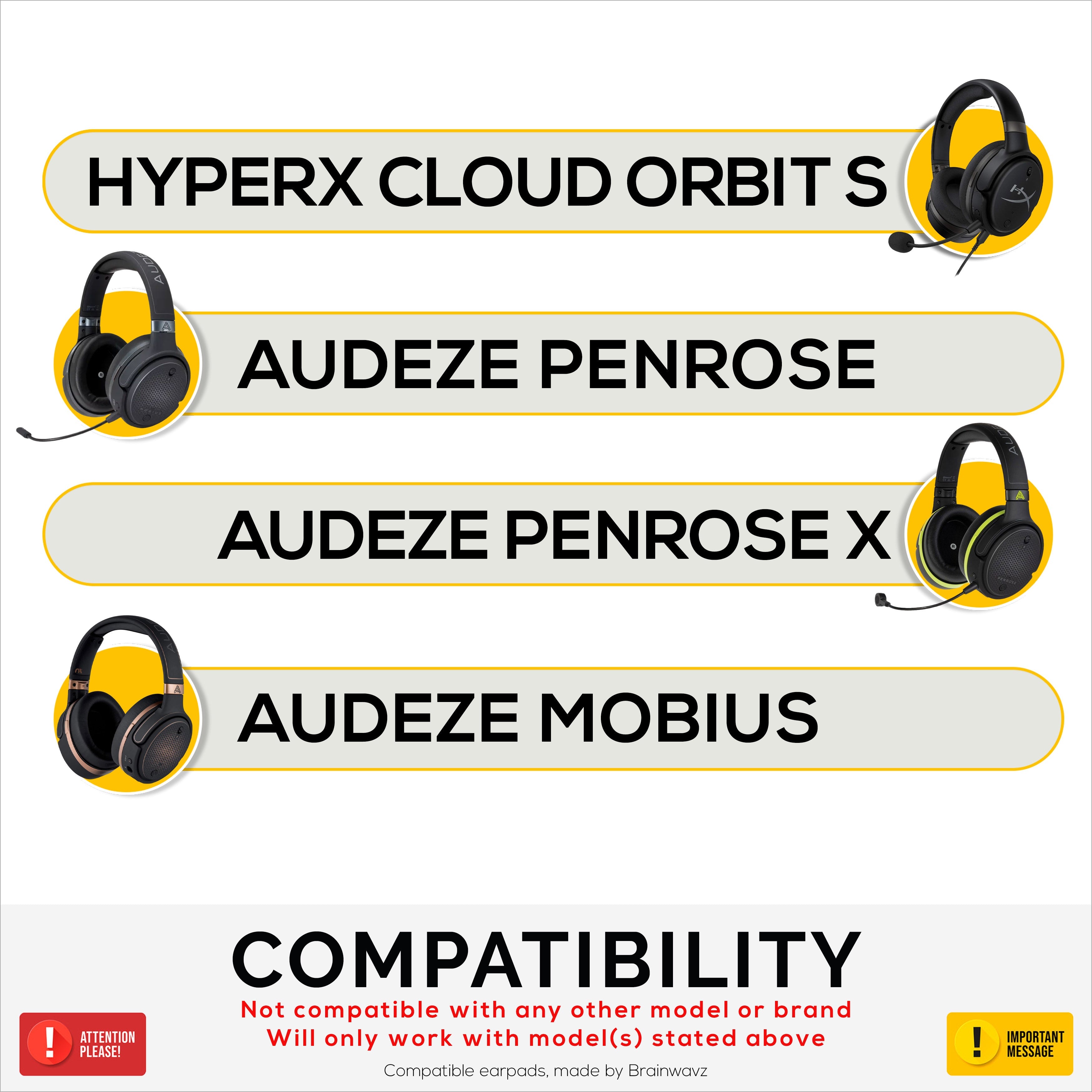 Hybrid Earpads for HyperX Cloud Orbit S, Audeze Penrose, Audeze Penrose X & Audeze Mobius Headsets, Cooling Gel, Super Soft Fabric & Thicker Memory Foam