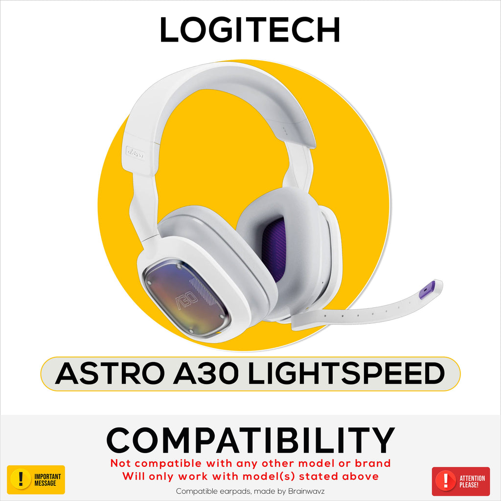 Replacement Earpads for Logitech Astro A30 Headsets. Soft PU Leather with High Grade Memory Foam for Extra Comfort & Durability