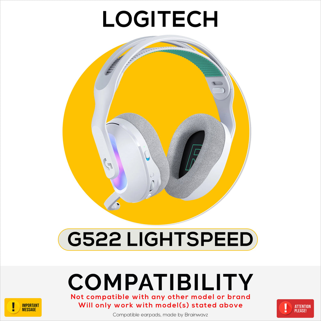 Mesh Fabric Earpads for Logitech G522 Lightspeed Headset, Breathable Mesh Fabric & High-Grade Memory Foam - Thicker, Comfier & Long Lasting