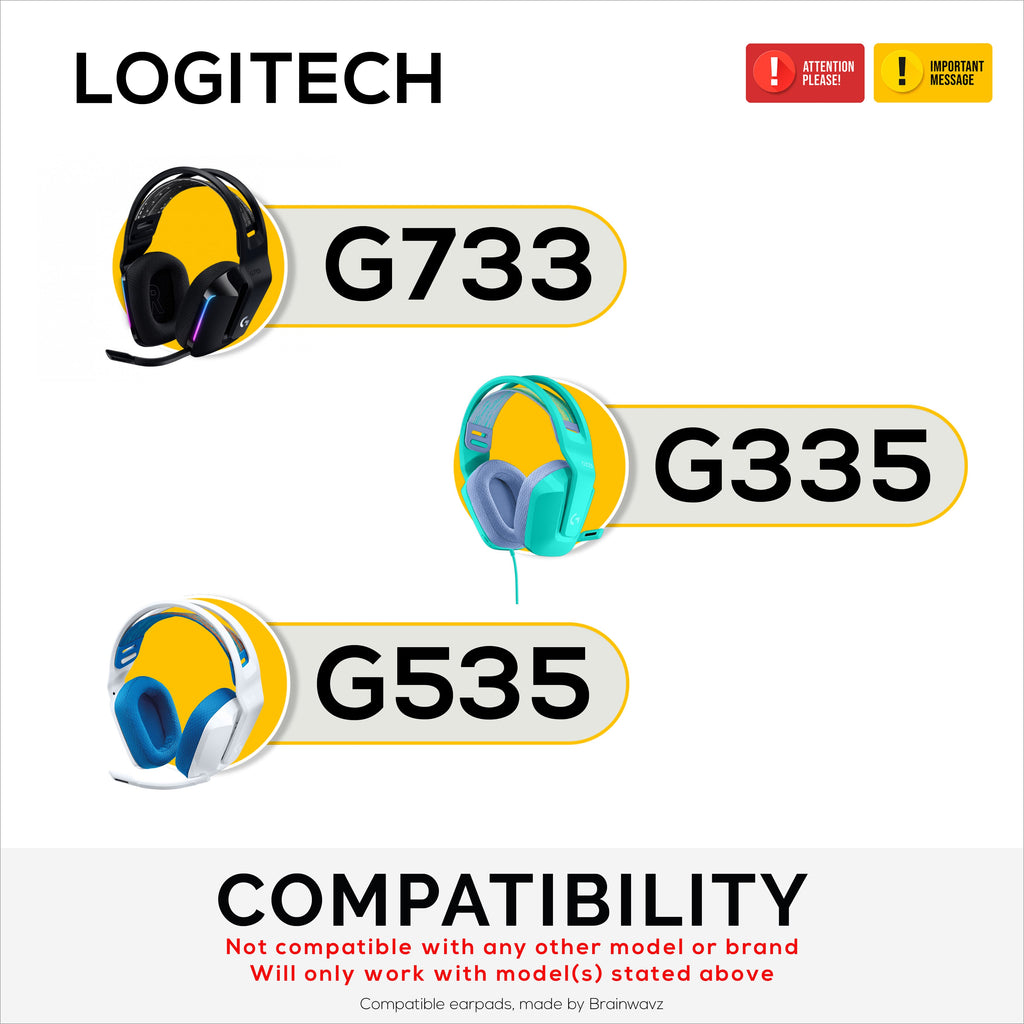 Mesh Fabric Earpads for Logitech G733, G335 & G535 Headsets, Breathable Mesh Fabric & High-Grade Memory Foam