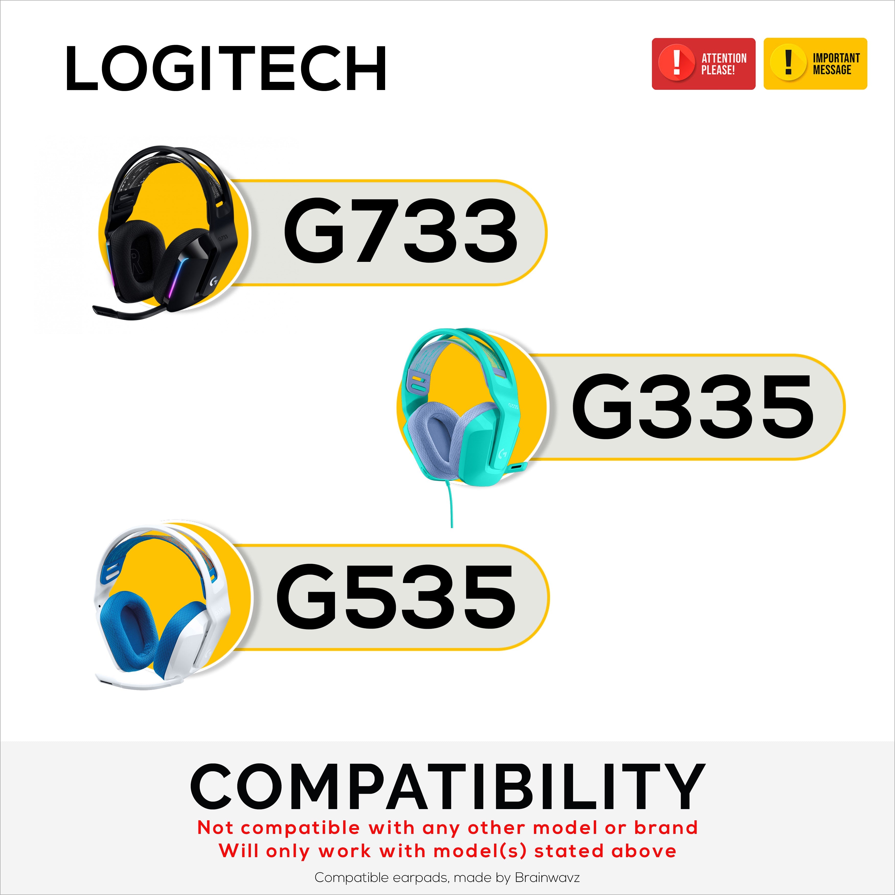 Mesh Fabric Earpads for Logitech G733, G335 & G535 Headsets, Breathable Mesh Fabric & High-Grade Memory Foam
