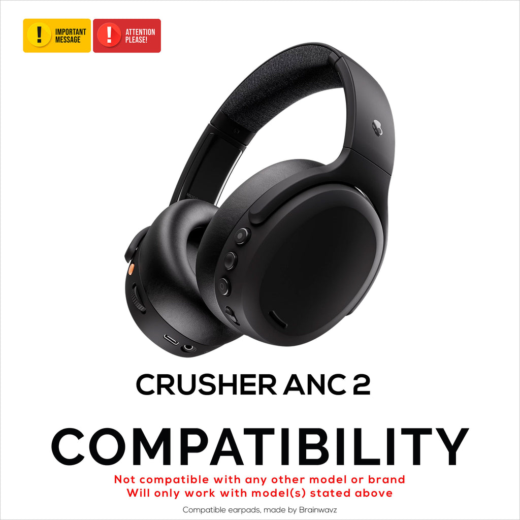 Replacement Earpads for Skullcandy Crusher ANC 2 Headsets. Soft PU Leather with High Grade Memory Foam for Extra Comfort & Durability