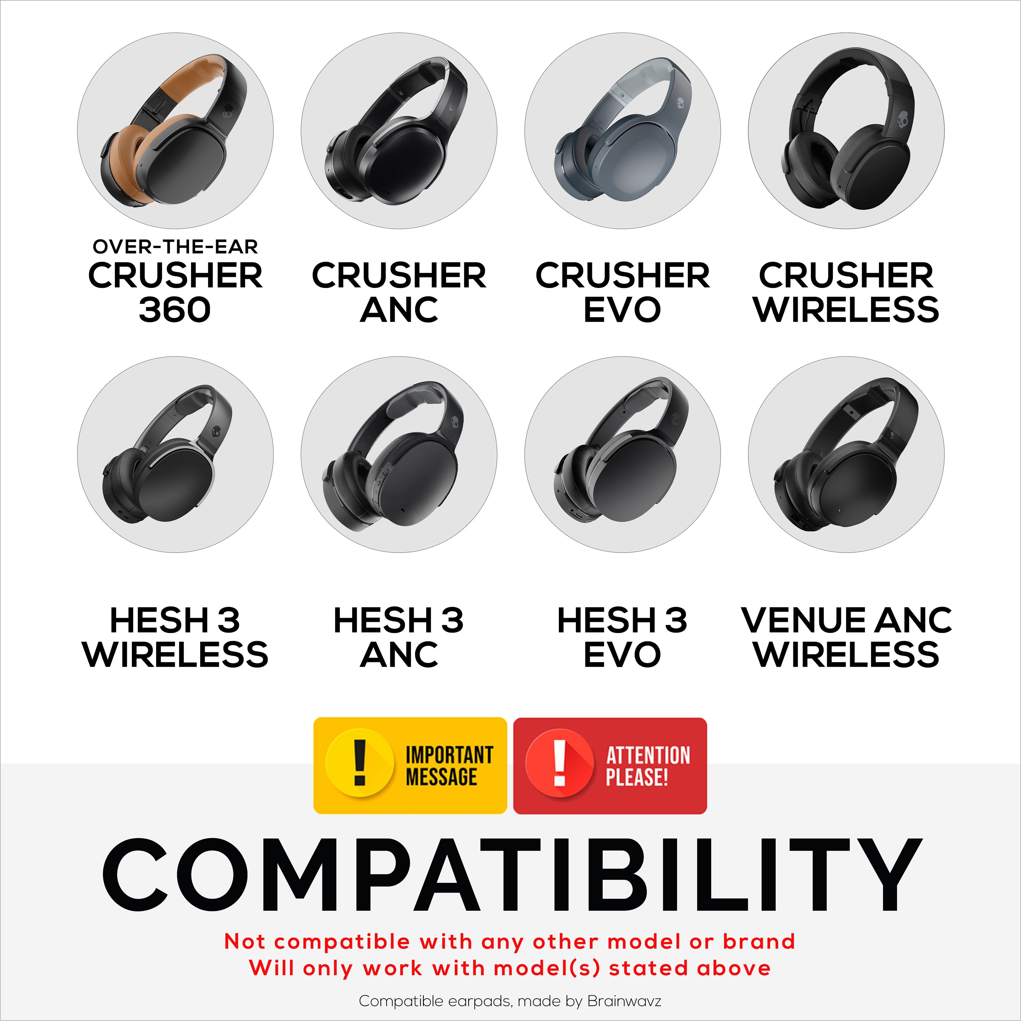 Hybrid Earpads for Skullcandy Crusher Wireless, Hesh 3/ANC/EVO, Venue ANC & More. Cooling Gel Gaming Cushions with Super Soft Fabric & Thick Memory Foam
