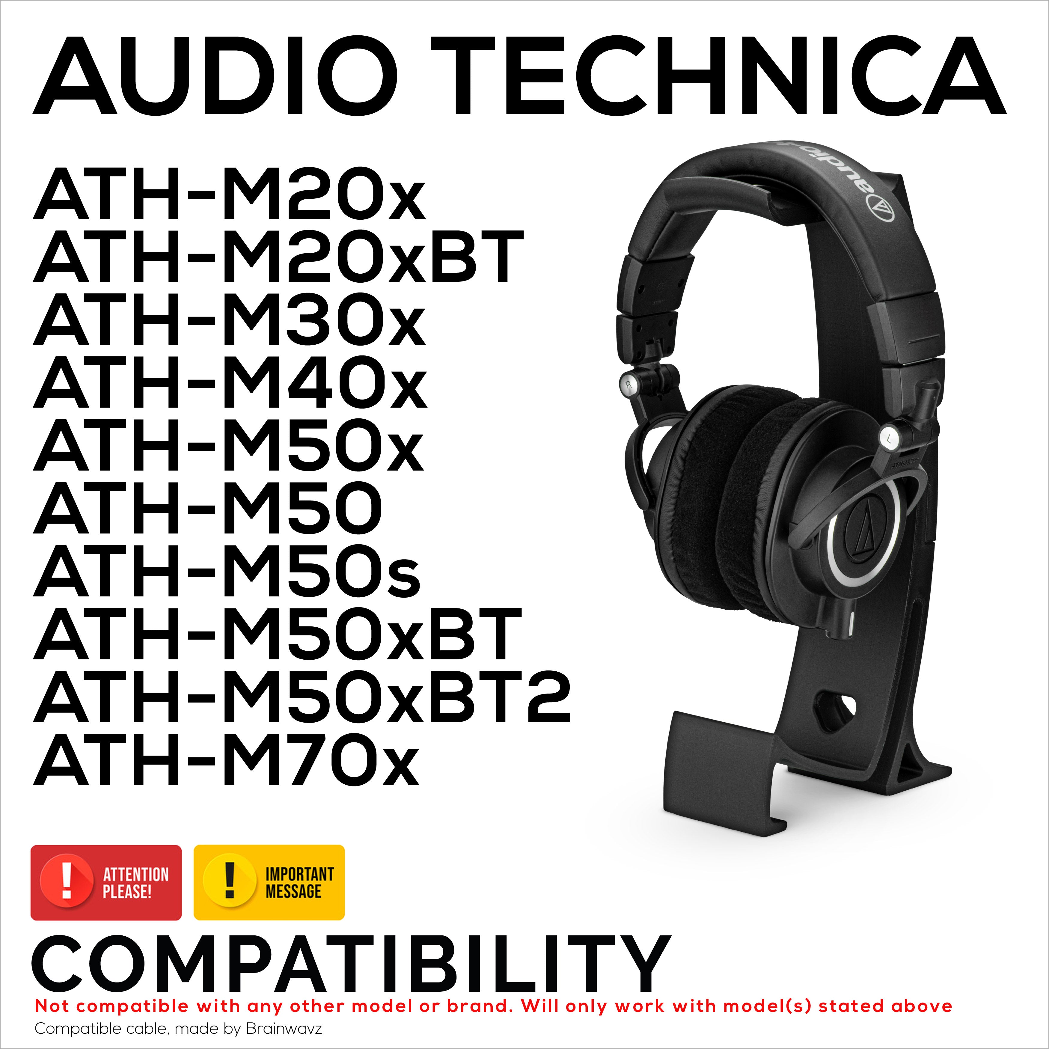 Replacement Velour Earpads for Audio Technica ATH-M50X, M50xBT, M50RD, M40X, M30X, M20X Headsets. Soft Velour & Memory Foam for Extra Comfort
