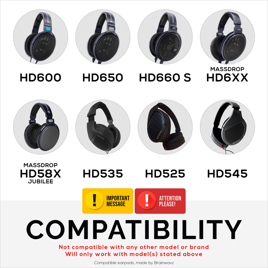 Replacement Earpads for Sennheiser HD600, HD650, HD660S, HD525, HD535, HD545, & Massdrop HD58X, HD6XX Headphones - Soft PU Protein Leather Cushions with Soft Foam