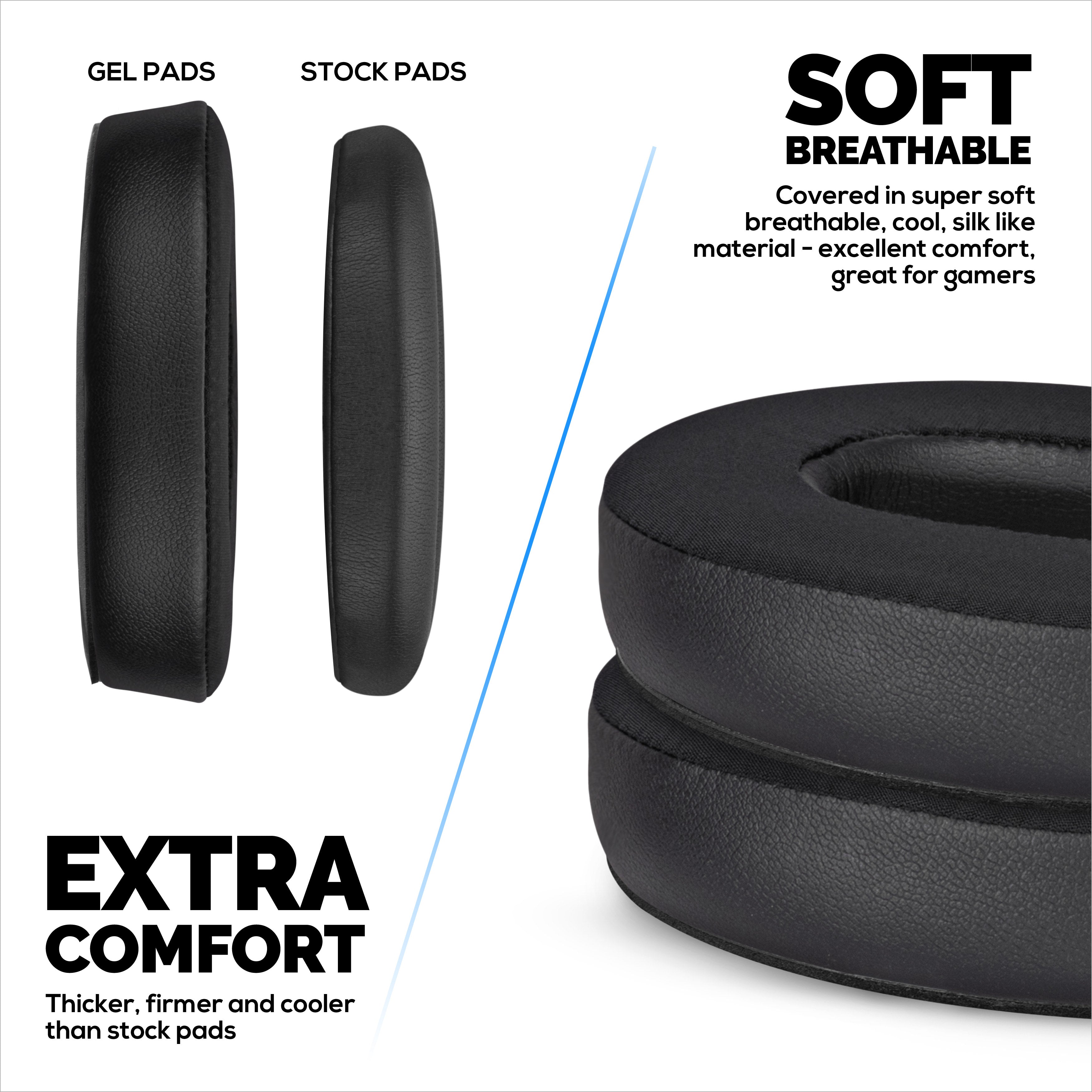 Hybrid Replacement Earpads for Bose QuietComfort 45 (QC45) Wireless Headphones, Soft Gel, Breathable Fabric w/ PU Leather & Memory Foam, Extra Comfort