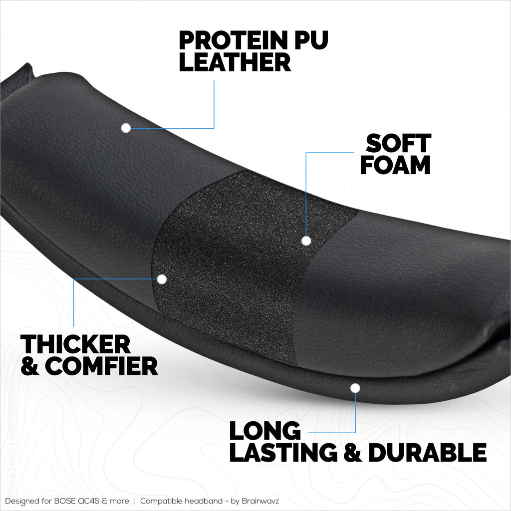 Replacement PU Leather Headband for Bose QuietComfort QC45, QCSC, QC Wireless Headphones - Headset Top Cushion Pad - Restore Comfort & Fit
