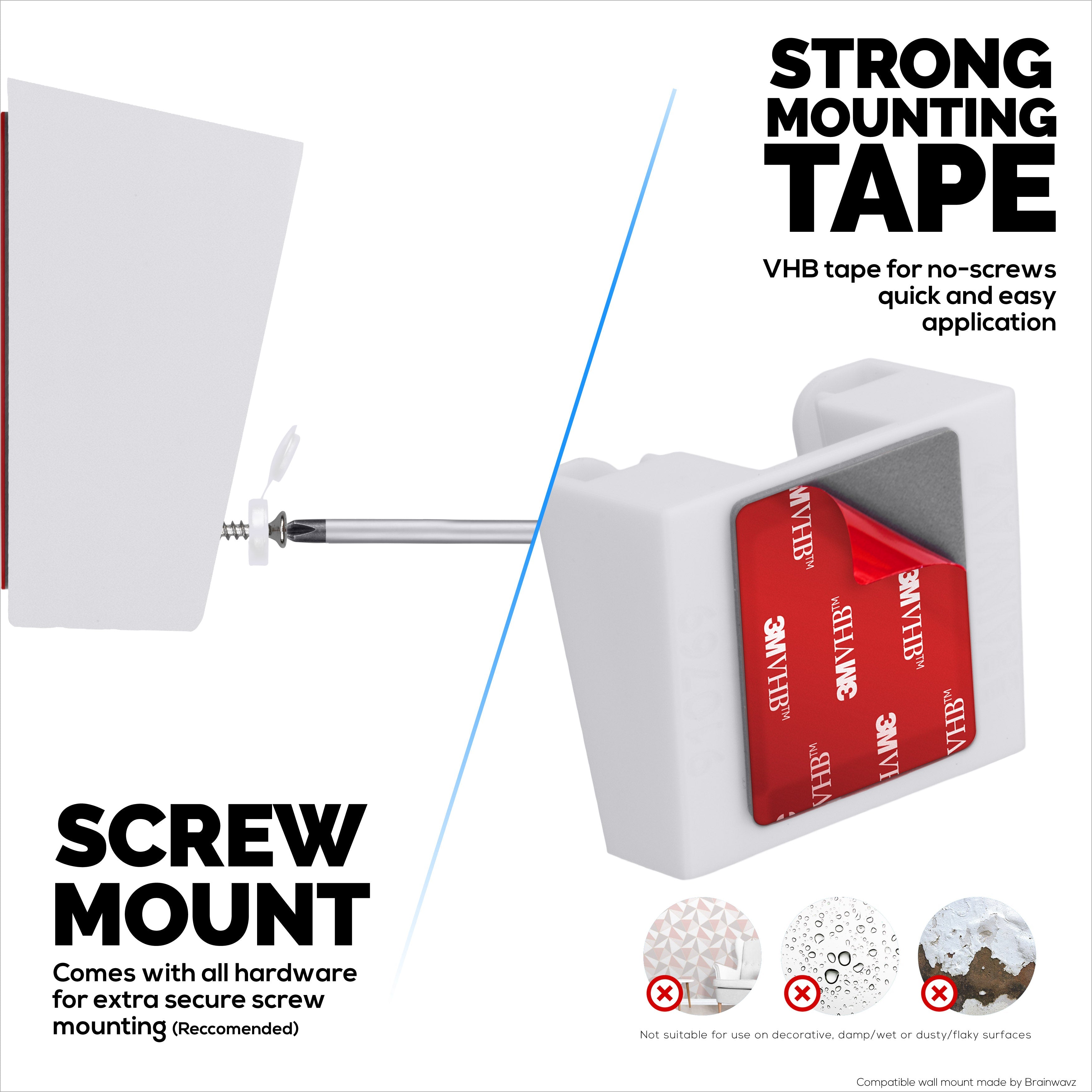 Blink Outdoor 4 Wall Mount Bracket - Secure Camera Holder with VHB Tape or Screw Mount Option, Easy Slide-In Design, Angled for Improved Viewing