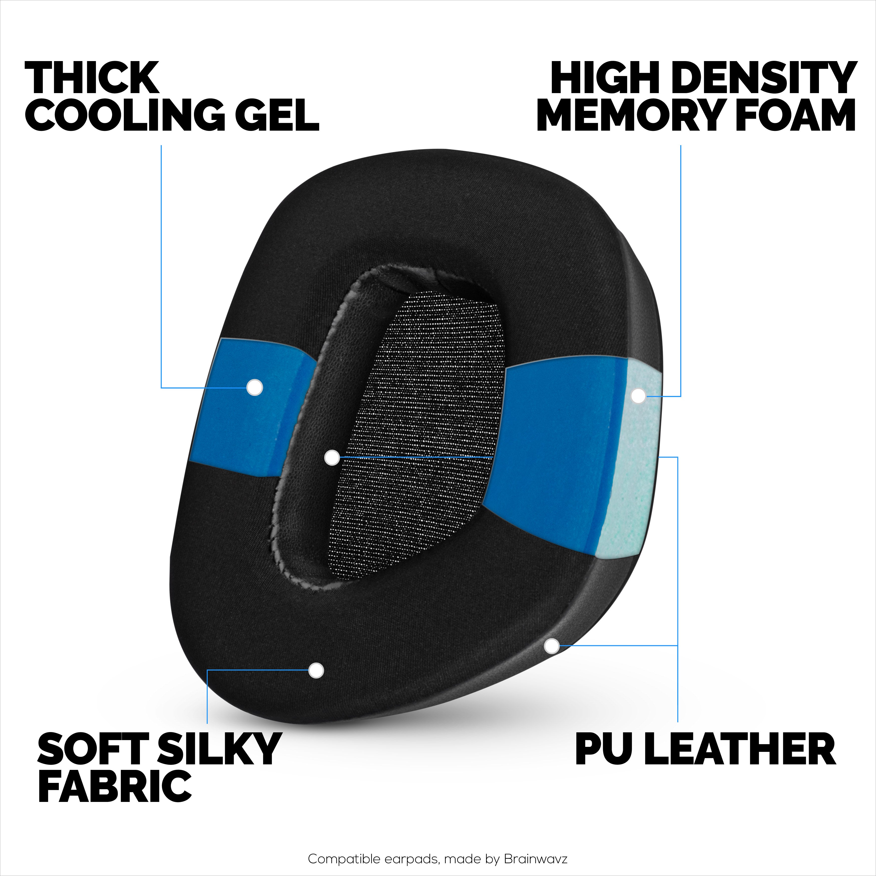 Hybrid Earpads for Corsair Void RGB Elite Wireless, RGB Elite USB, Elite Surround Headsets, Cooling Gel, Super Soft Fabric & Thicker Memory Foam