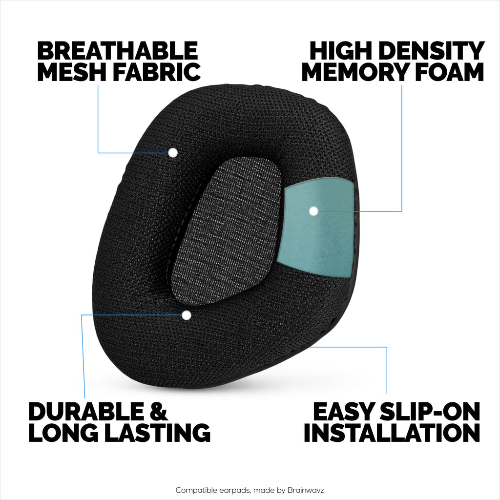 Mesh Fabric Earpads for Corsair Void RGB Elite Wireless, RGB Elite USB, Elite Surround Headsets, Breathable Mesh Fabric & High-Grade Memory Foam