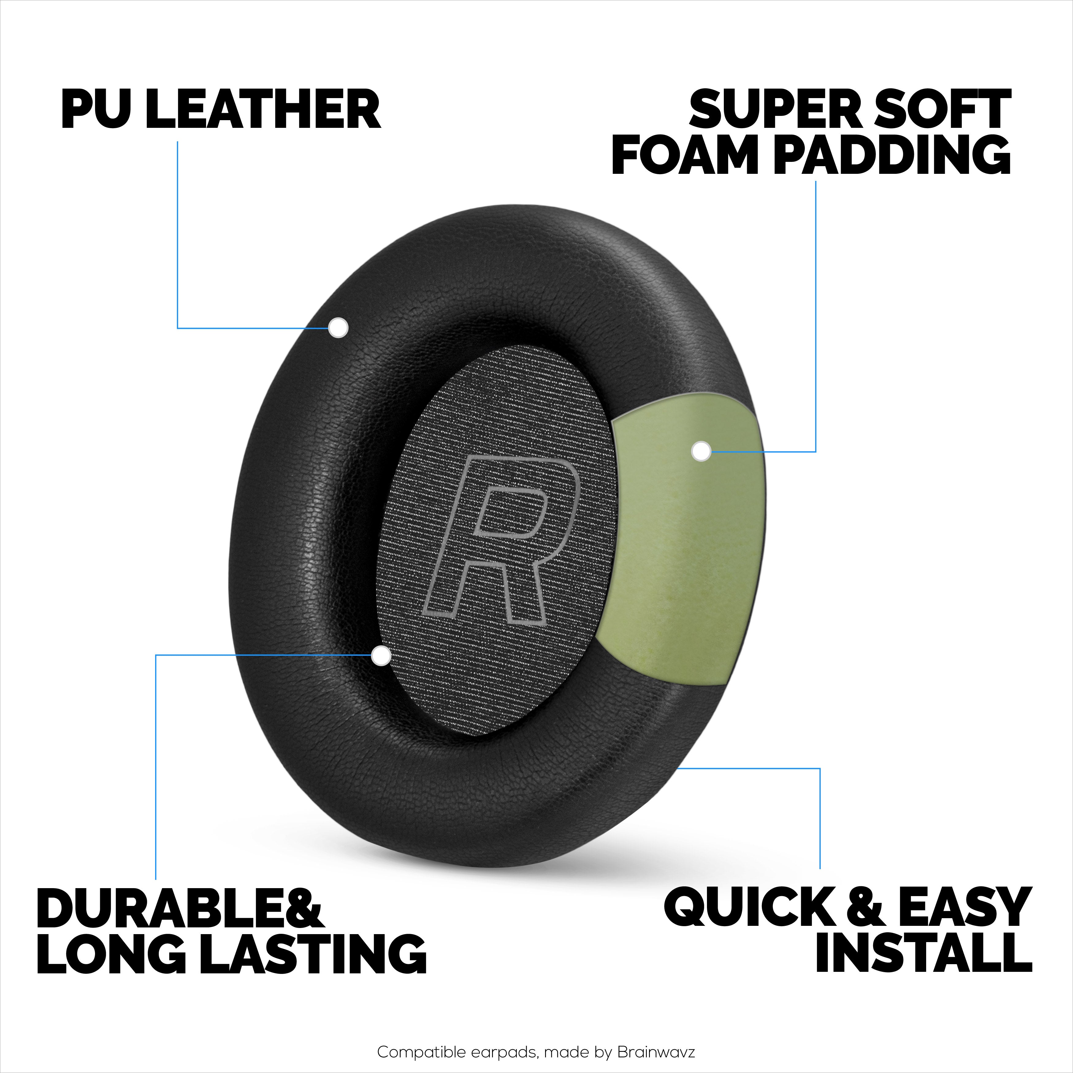 Replacement Earpads for HyperX Cloud Mix 2 Wireless Over-Ear Headphones. High Grade Protein PU Leather with Soft Foam for Extra Comfort & Durability