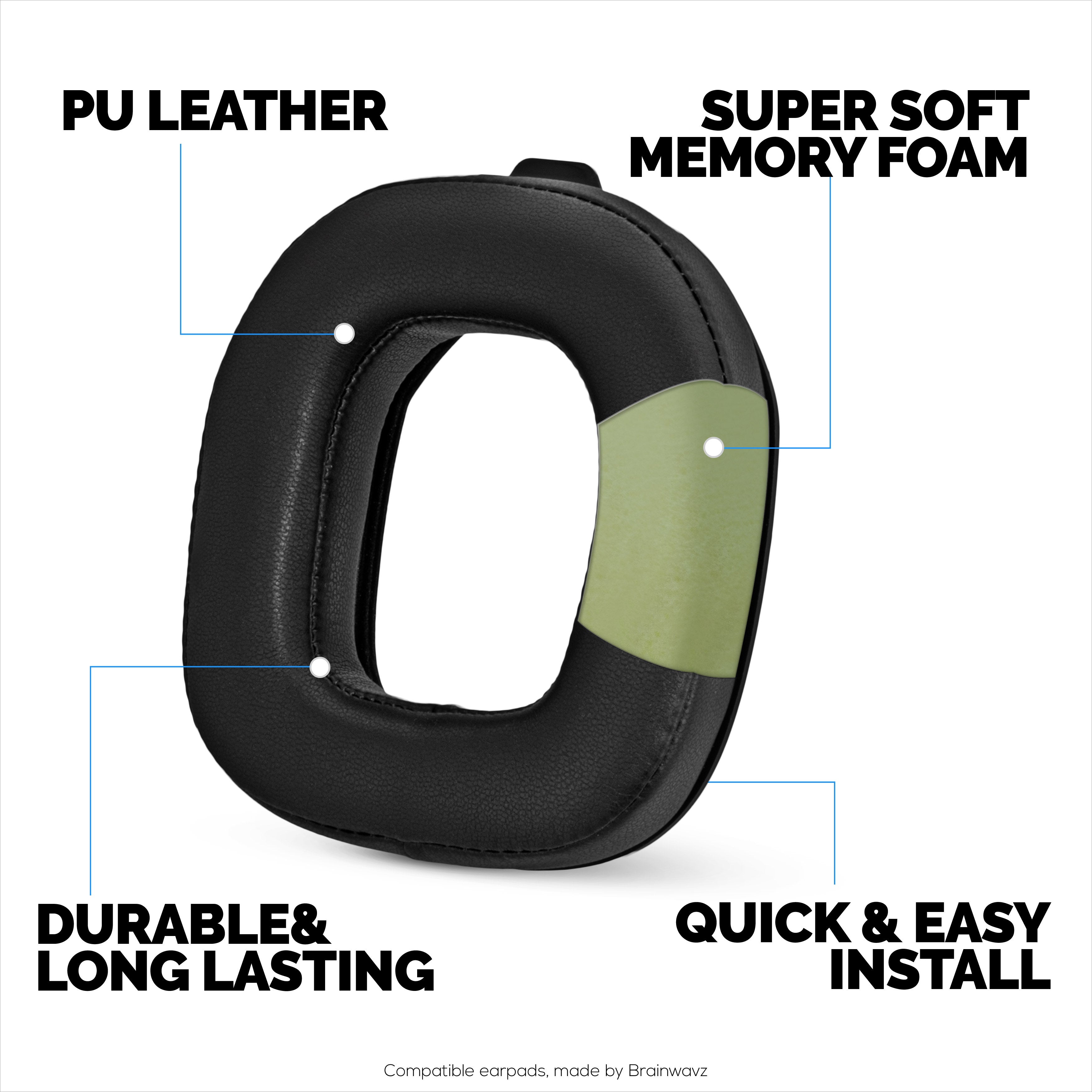 Replacement Earpads for Logitech Astro A50 GEN4 , A50 GEN5 and A50X Headsets. Soft PU Leather with High Grade Memory Foam