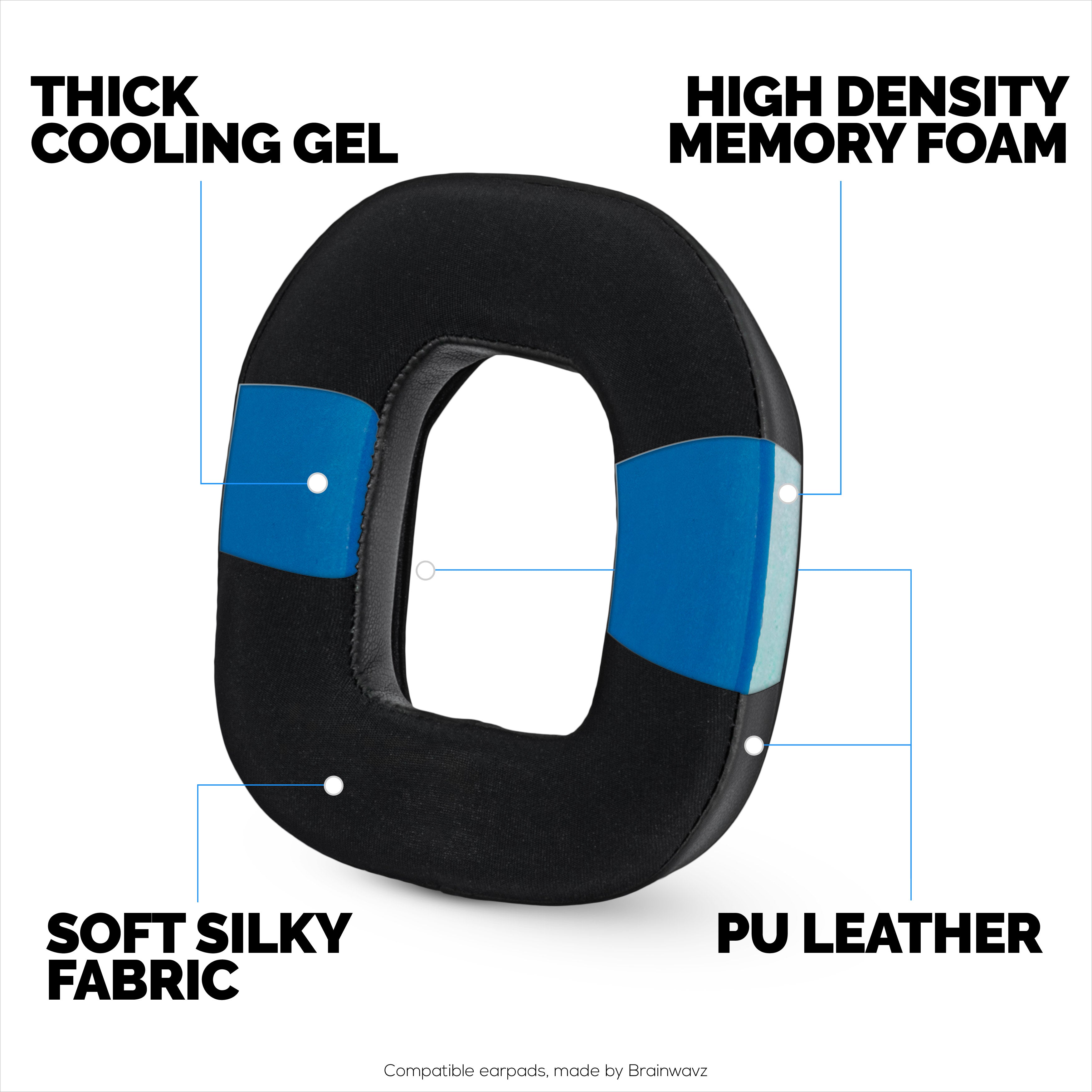 Hybrid Earpads for Logitech Astro A50 GEN4, A50 GEN5 and A50X Headsets. Cooling Gel Gaming Cushions with Super Soft Fabric & Thick Memory Foam