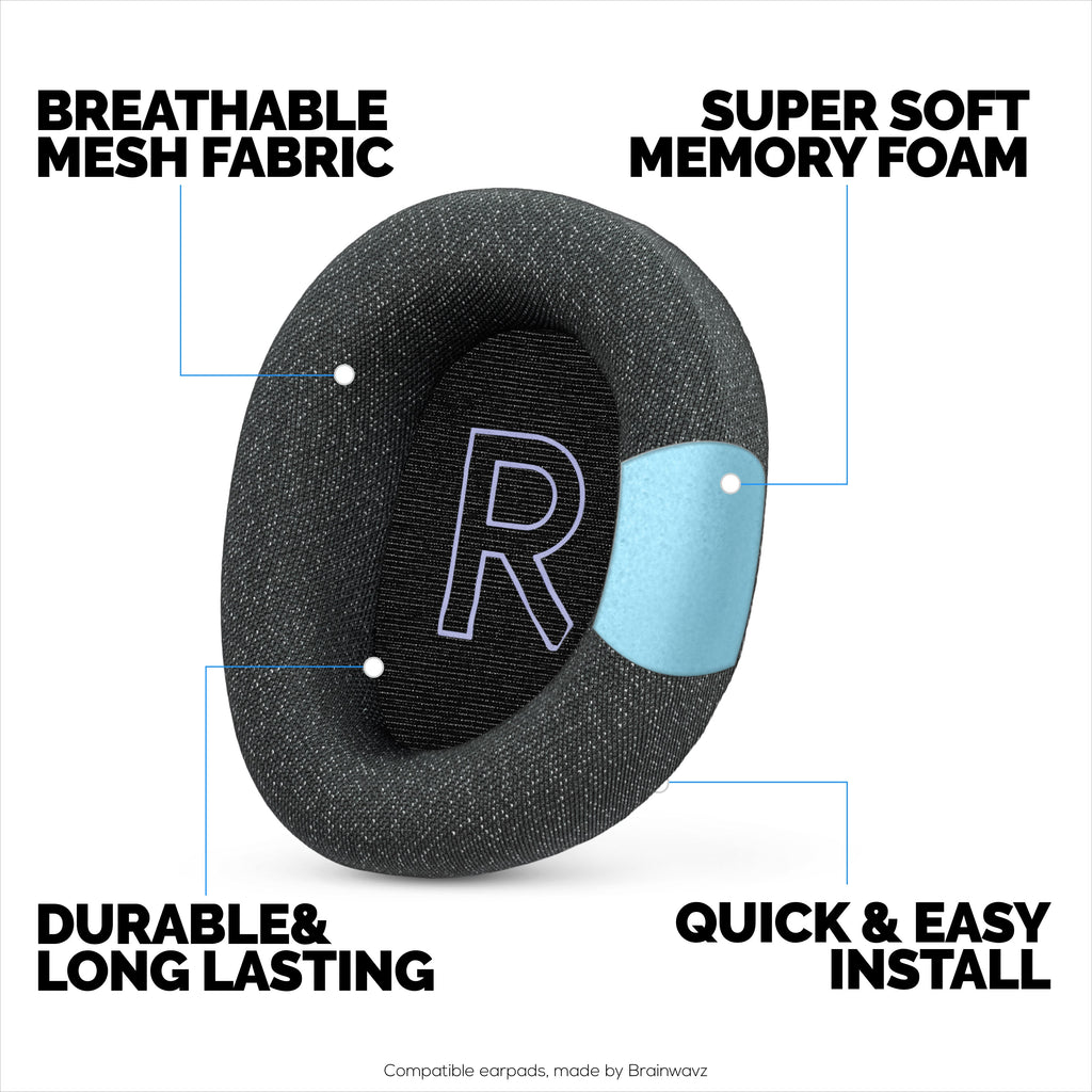 Mesh Fabric Earpads for Logitech G522 Lightspeed Headset, Breathable Mesh Fabric & High-Grade Memory Foam - Thicker, Comfier & Long Lasting