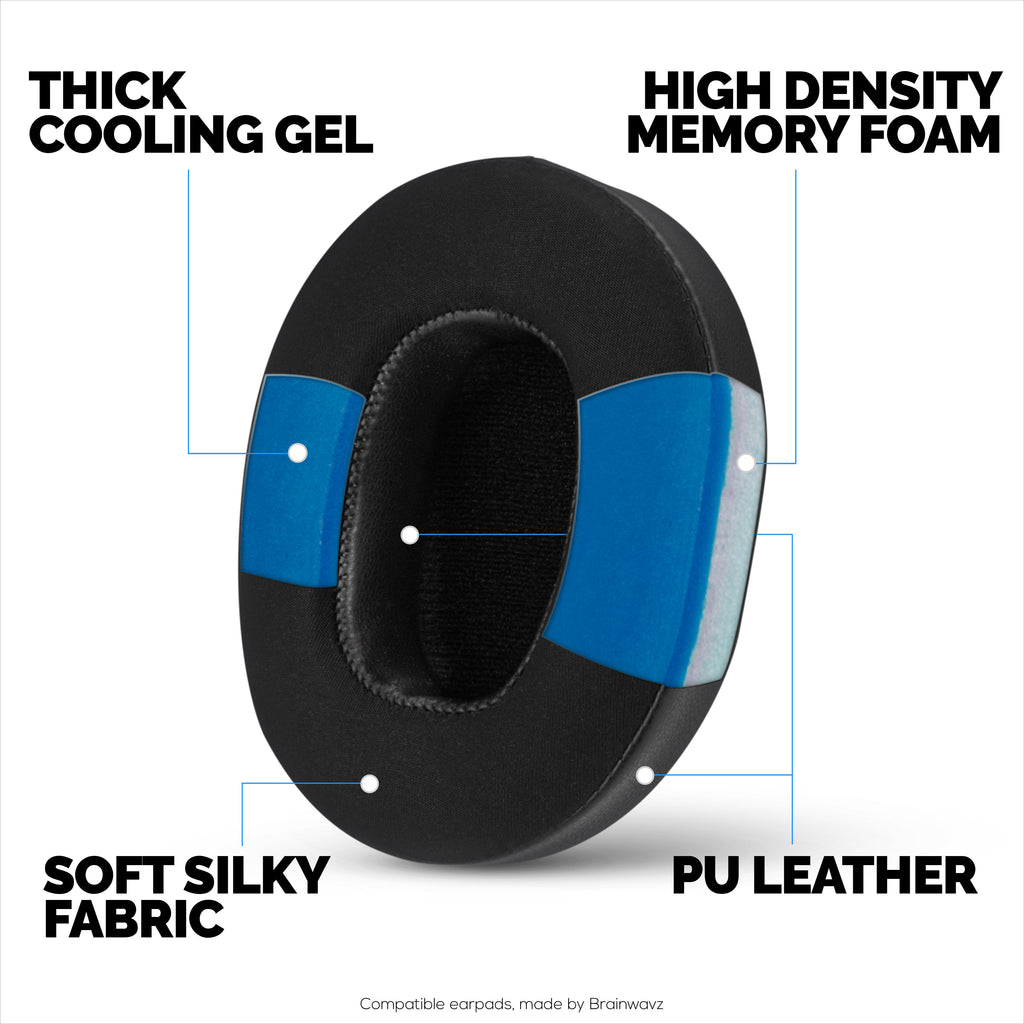 Hybrid Earpads for Skullcandy Crusher Wireless, Hesh 3/ANC/EVO, Venue ANC & More. Cooling Gel Gaming Cushions with Super Soft Fabric & Thick Memory Foam