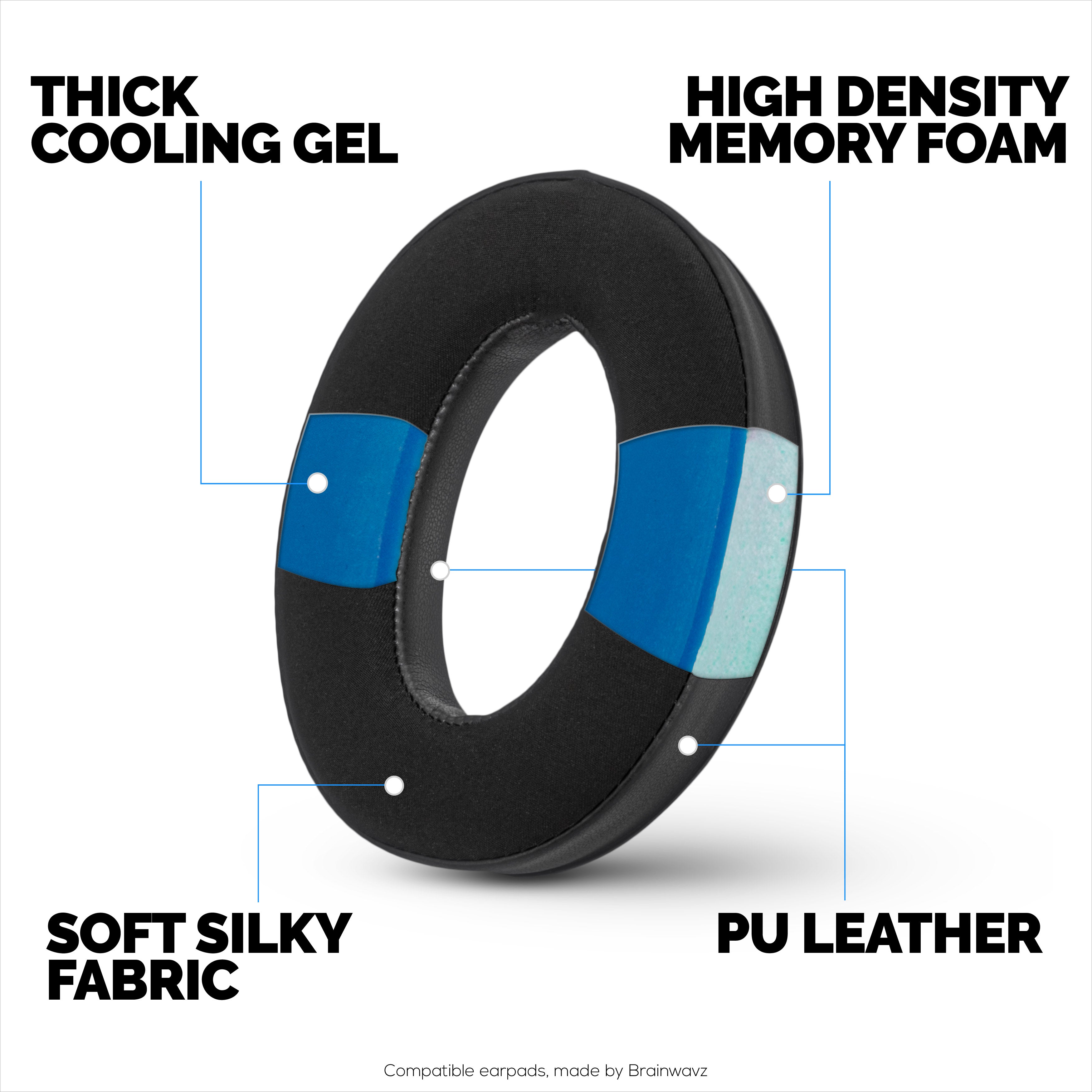 Hybrid Earpads for Sennheiser HD598 (CS/SE/SR) HD599 HD558 HD518 HD595 HD569 HD579 HD560 HD555 HD515 HD559 Headphones. Cooling Gel Gaming Cushions Thick Memory Foam