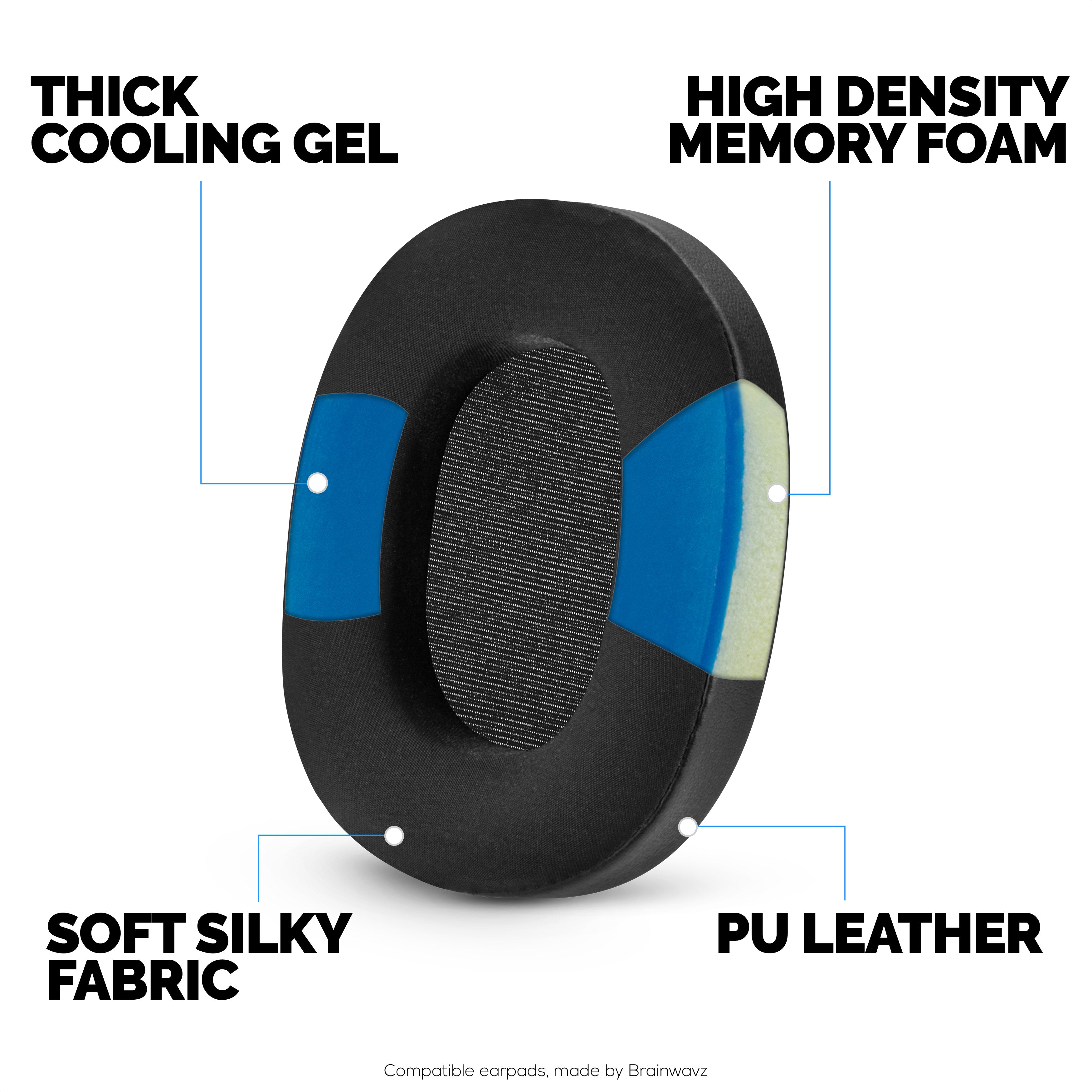 Hybrid Earpads for Sony WH-1000XM6 Headphones - Cooling Gel Gaming Cushions with Super Soft Fabric & Thick Memory Foam