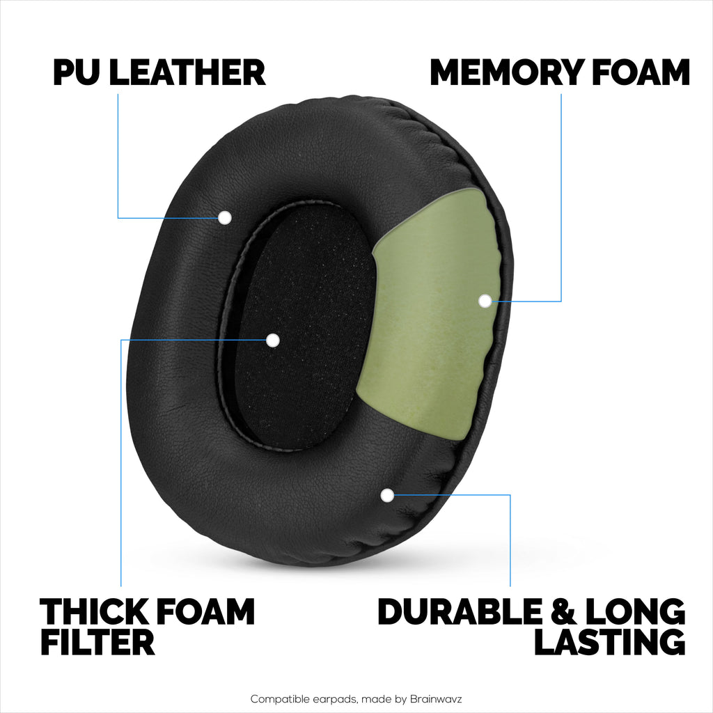 Replacement Earpads for ATH-M50X, M50xBT, M50RD, M40X, M30X, M20X Audio Technica Headsets. Soft PU Leather with Memory Foam for Extra Comfort & Durability