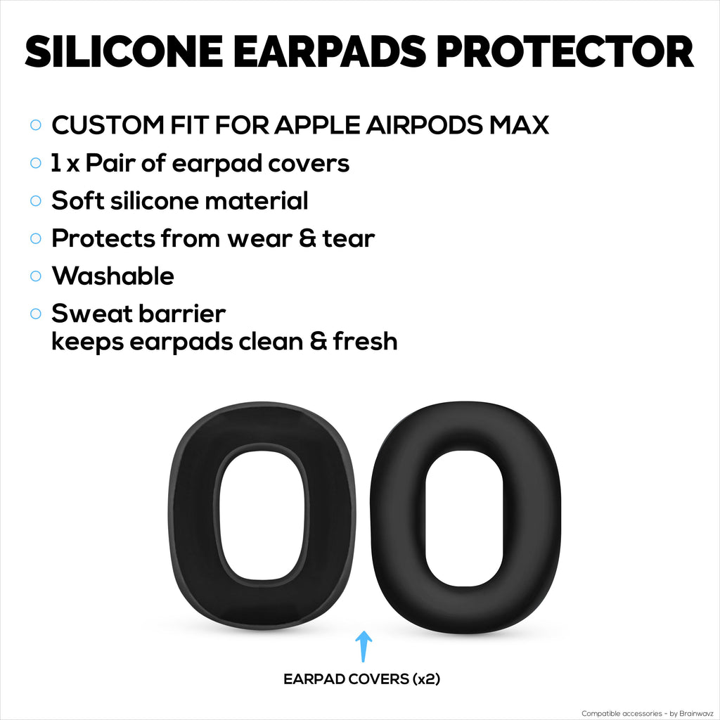 Silicone Protective Earpad Covers for Apple Airpods Max  Headphones – Waterproof, Sweatproof, Dustproof, Non-Slip & Easy to Install