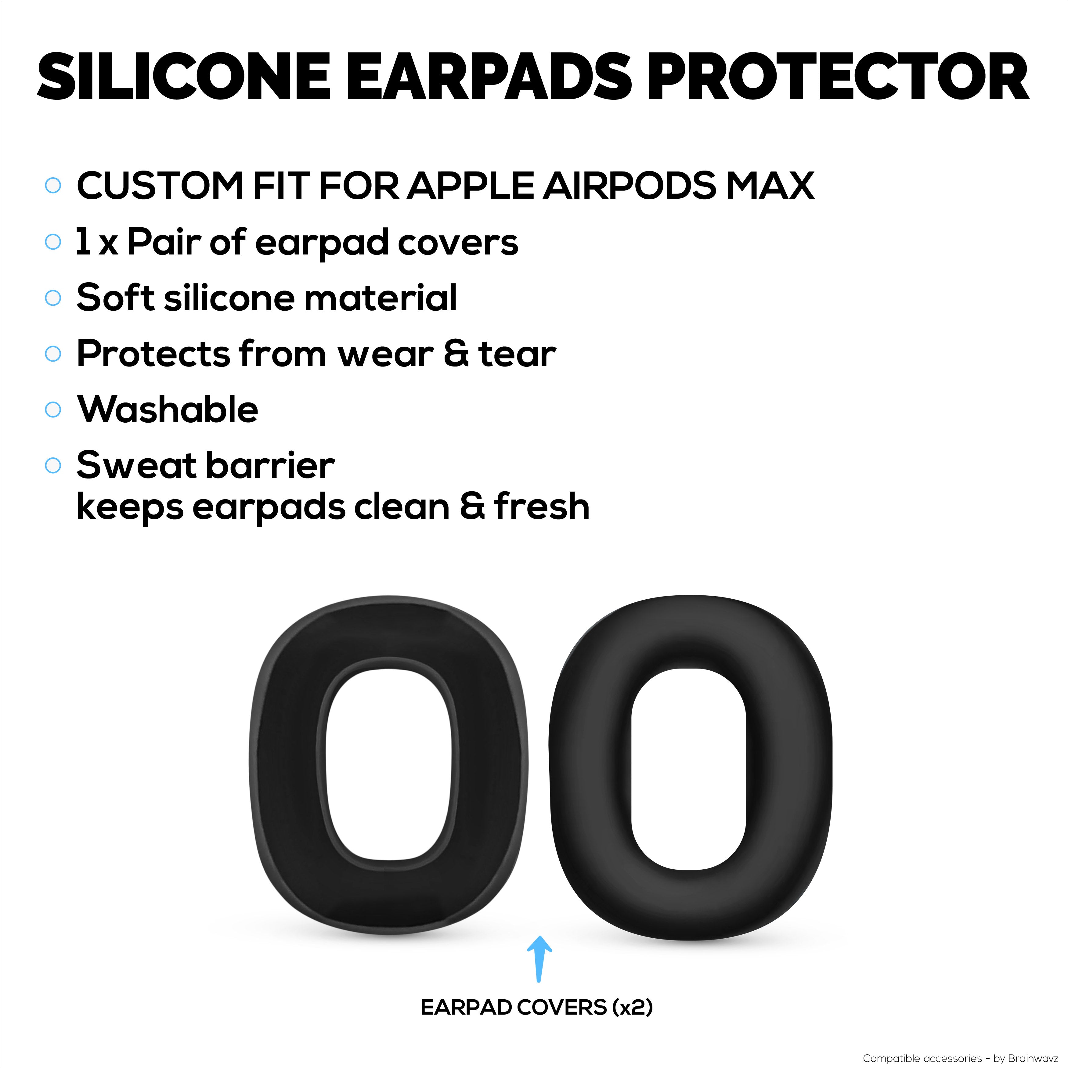 Silicone Protective Earpad Covers for Apple Airpods Max  Headphones – Waterproof, Sweatproof, Dustproof, Non-Slip & Easy to Install