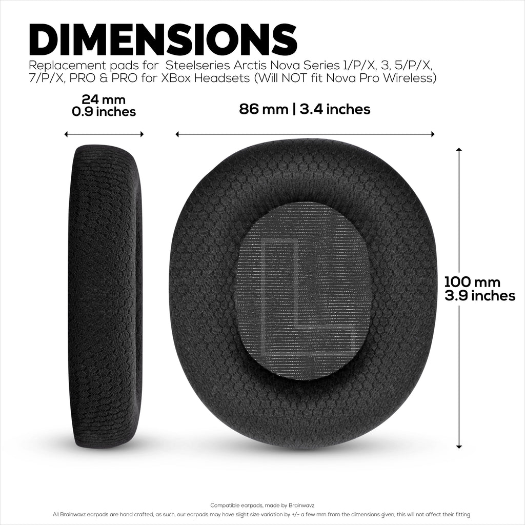 Fabric Earpads for Steelseries Arctis Nova Series 1/P/X, 3, 5/P/X, 7/P/X, PRO & PRO for XBox Headsets, Breathable Mesh Fabric & High-Grade Memory Foam