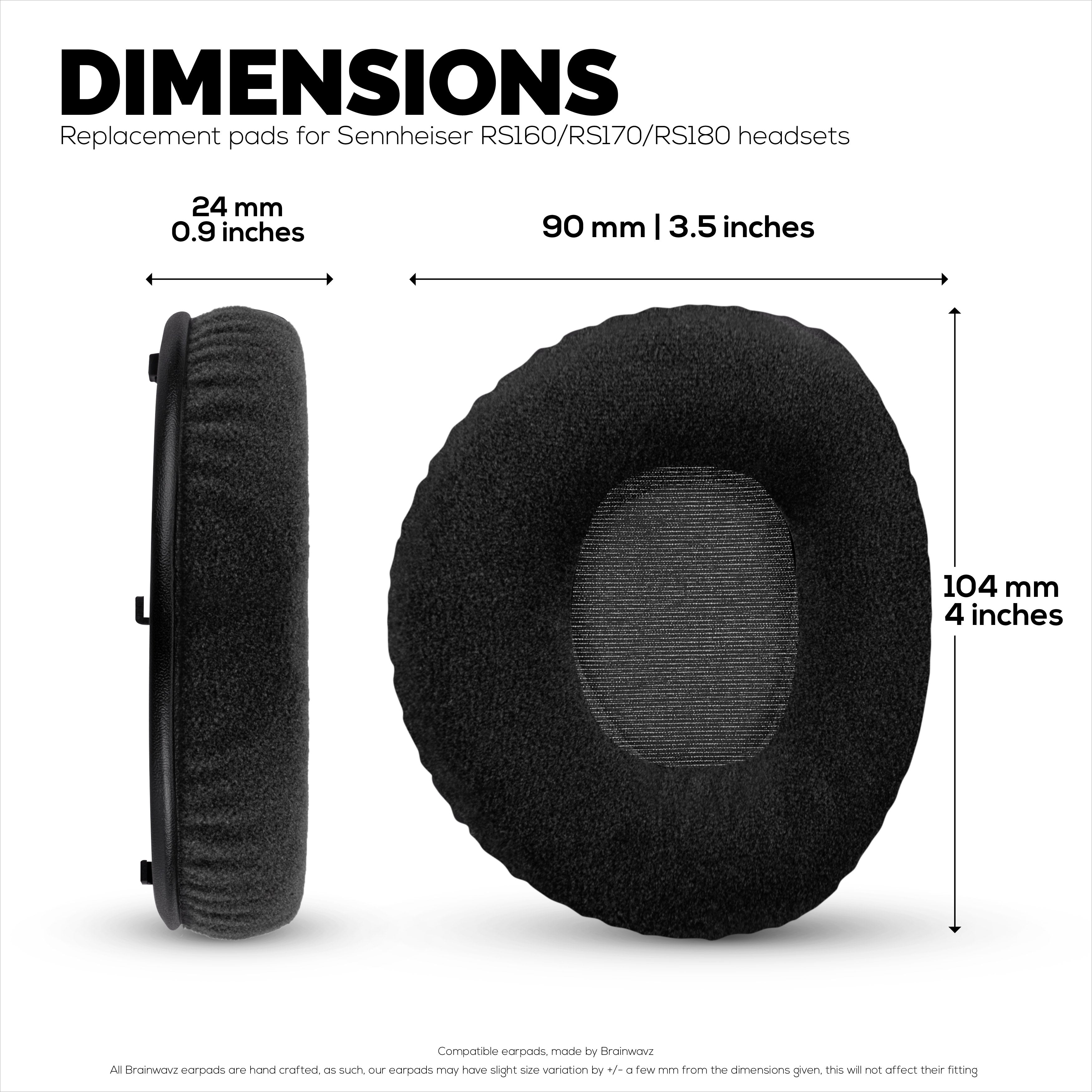 Replacement Earpads for Sennheiser RS160, RS170, RS180, HDR160, HDR170 & HDR180 Headphones, Soft Velour & Foam Ear Pad