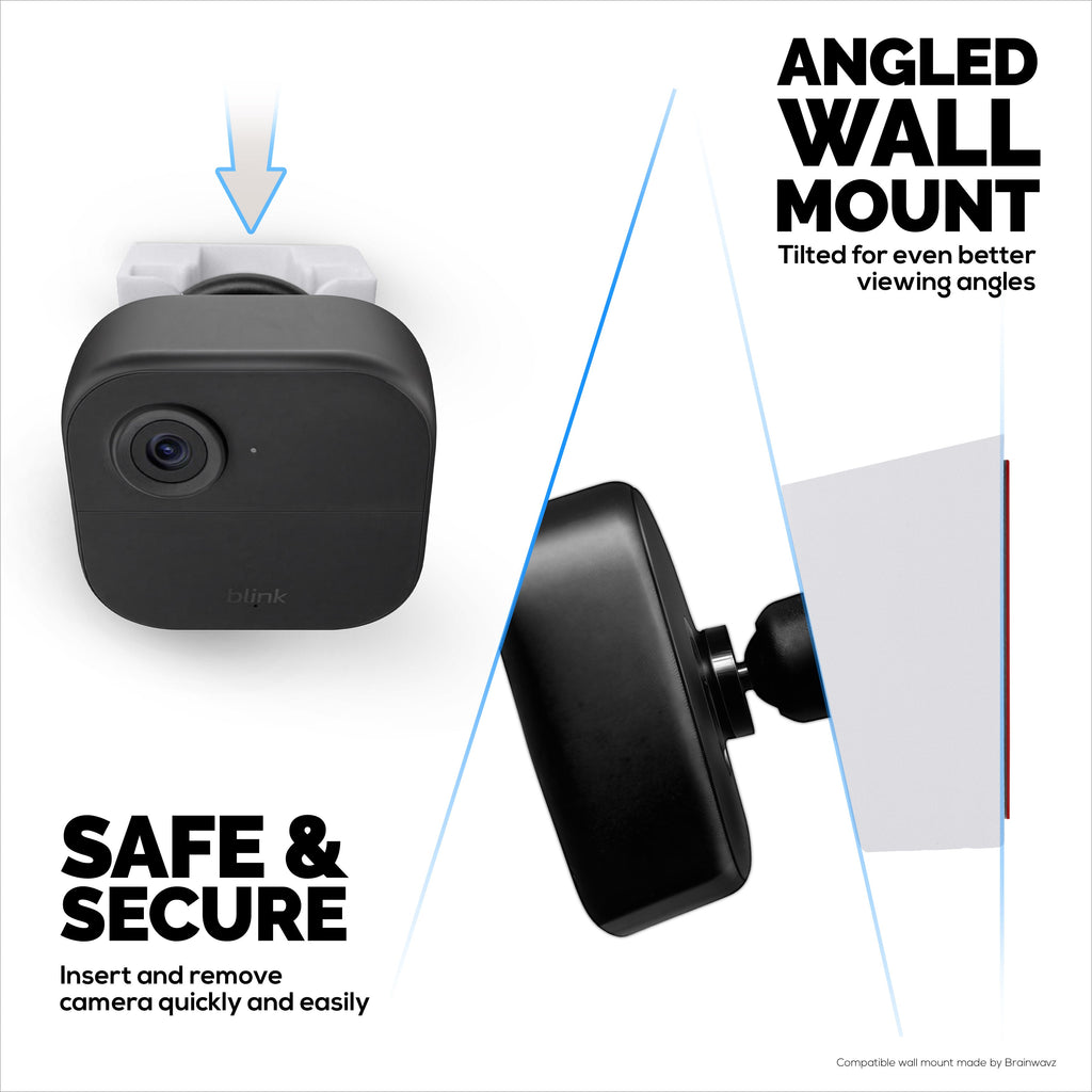 Blink Outdoor 4 Wall Mount Bracket - Secure Camera Holder with VHB Tape or Screw Mount Option, Easy Slide-In Design, Angled for Improved Viewing