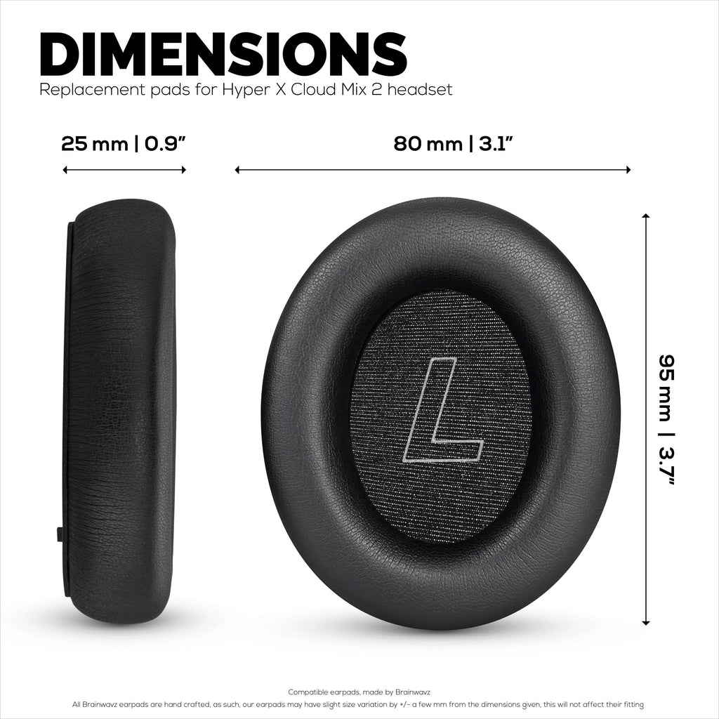 Replacement Earpads for HyperX Cloud Mix 2 Wireless Over-Ear Headphones. High Grade Protein PU Leather with Soft Foam for Extra Comfort & Durability