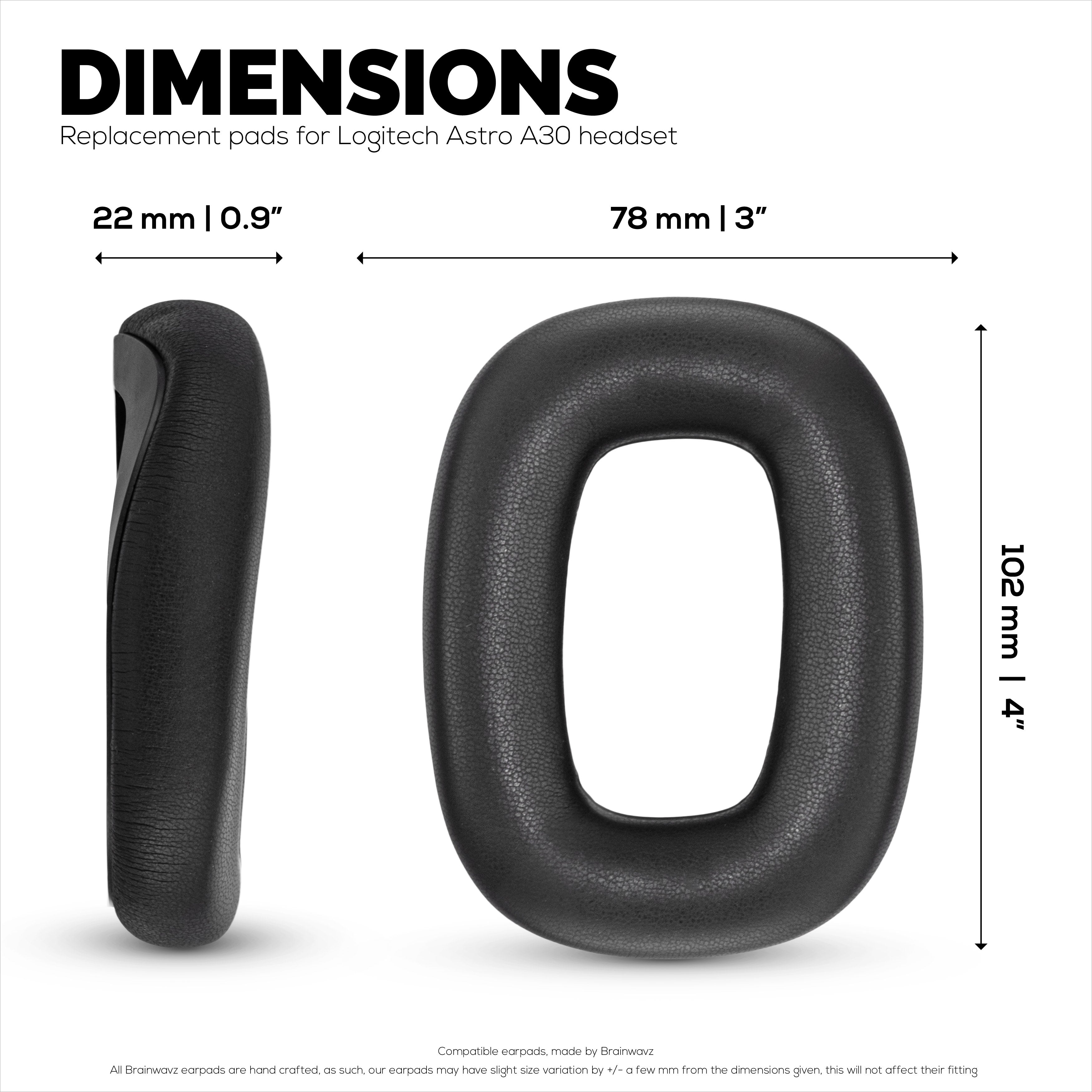 Replacement Earpads for Logitech Astro A30 Headsets. Soft PU Leather with High Grade Memory Foam for Extra Comfort & Durability