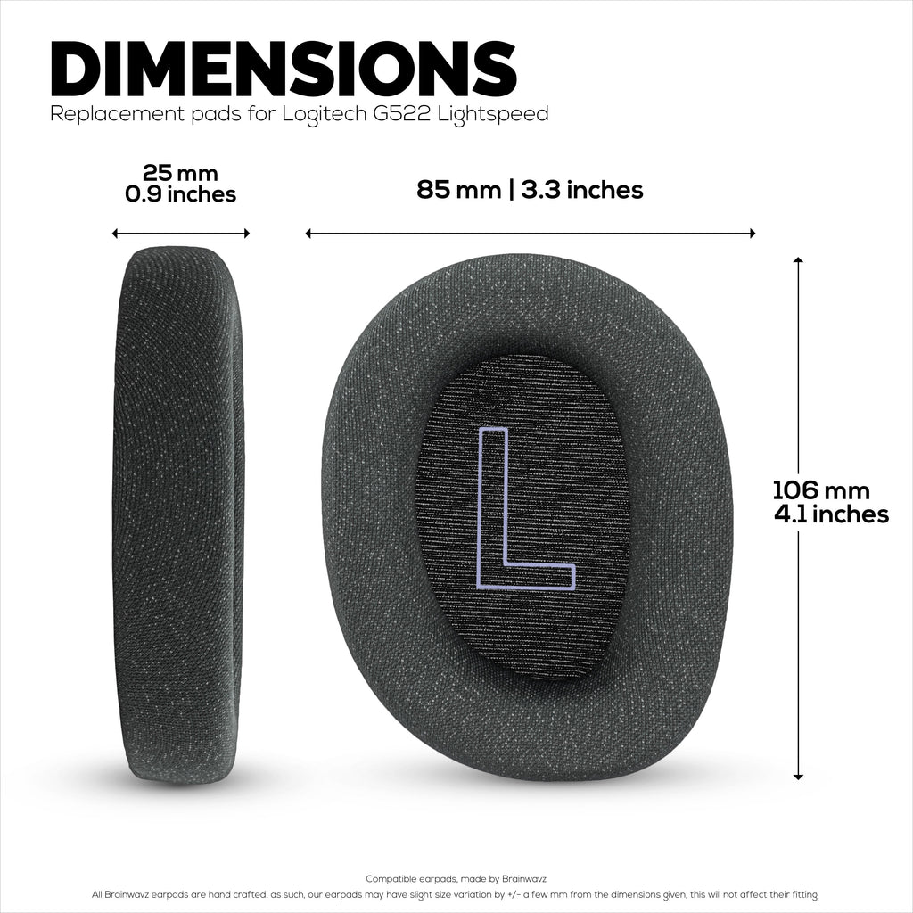 Mesh Fabric Earpads for Logitech G522 Lightspeed Headset, Breathable Mesh Fabric & High-Grade Memory Foam - Thicker, Comfier & Long Lasting
