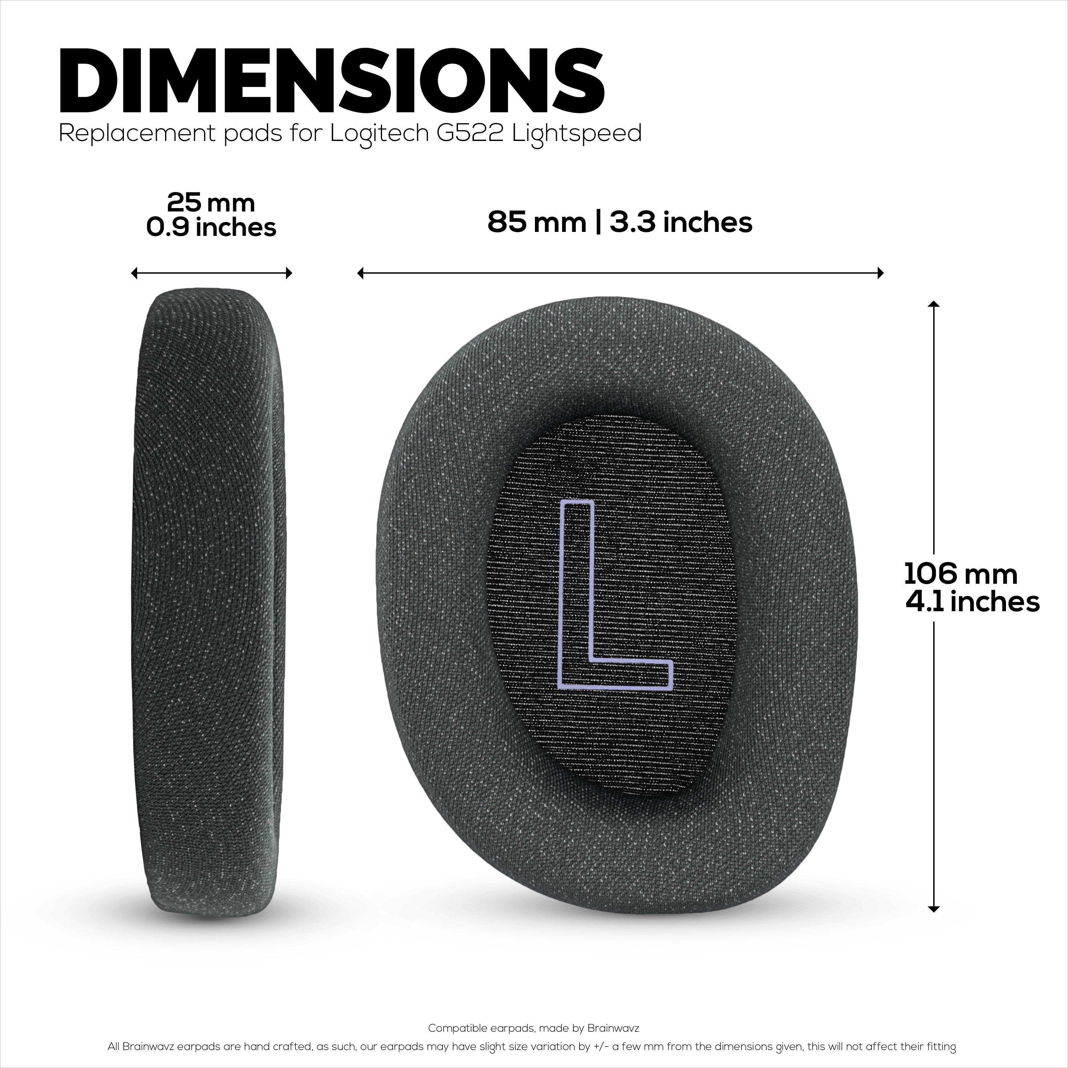 Mesh Fabric Earpads for Logitech G522 Lightspeed Headset, Breathable Mesh Fabric & High-Grade Memory Foam - Thicker, Comfier & Long Lasting