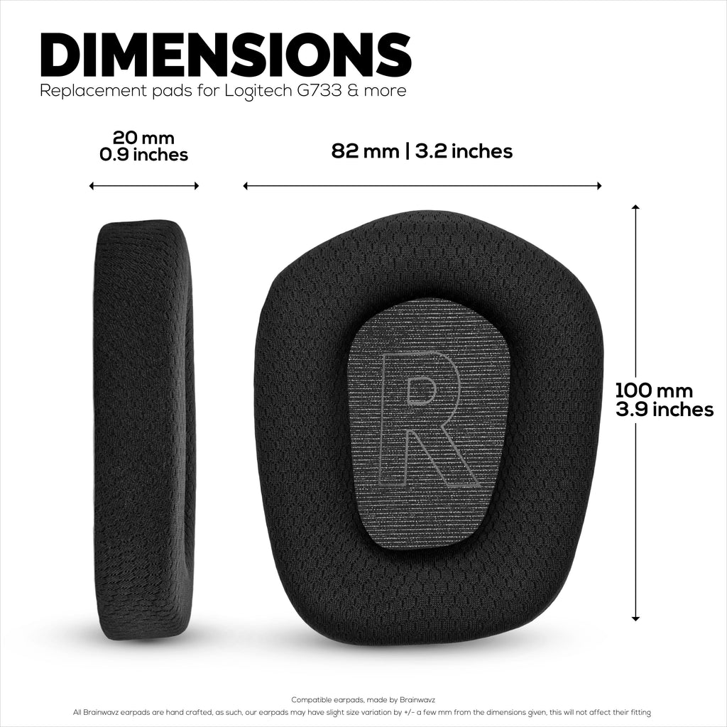 Mesh Fabric Earpads for Logitech G733, G335 & G535 Headsets, Breathable Mesh Fabric & High-Grade Memory Foam