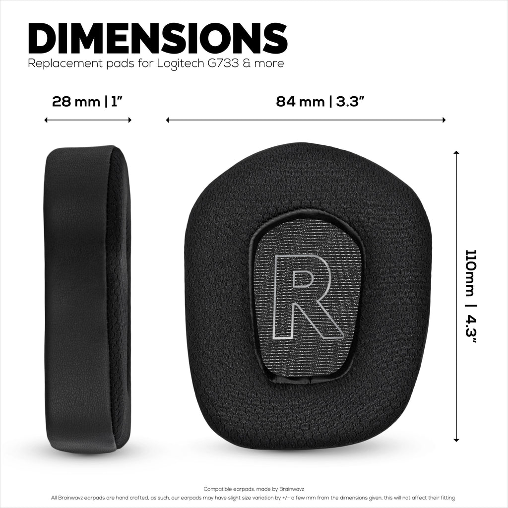 Hybrid Earpads for Logitech G733, G335 & G535 Headsets, Cooling Gel, Super Soft Fabric & Thicker Memory Foam