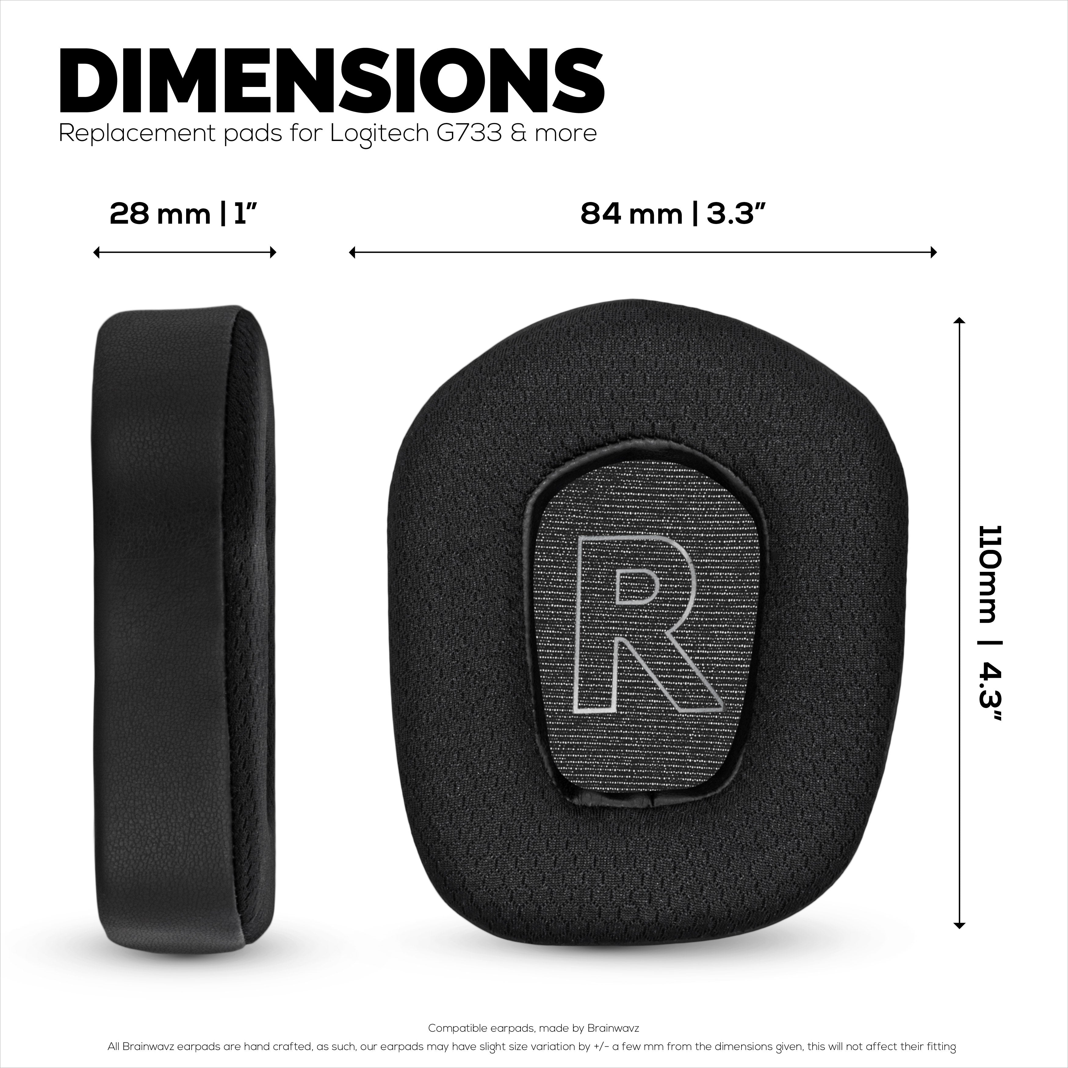 Hybrid Earpads for Logitech G733, G335 & G535 Headsets, Cooling Gel, Super Soft Fabric & Thicker Memory Foam