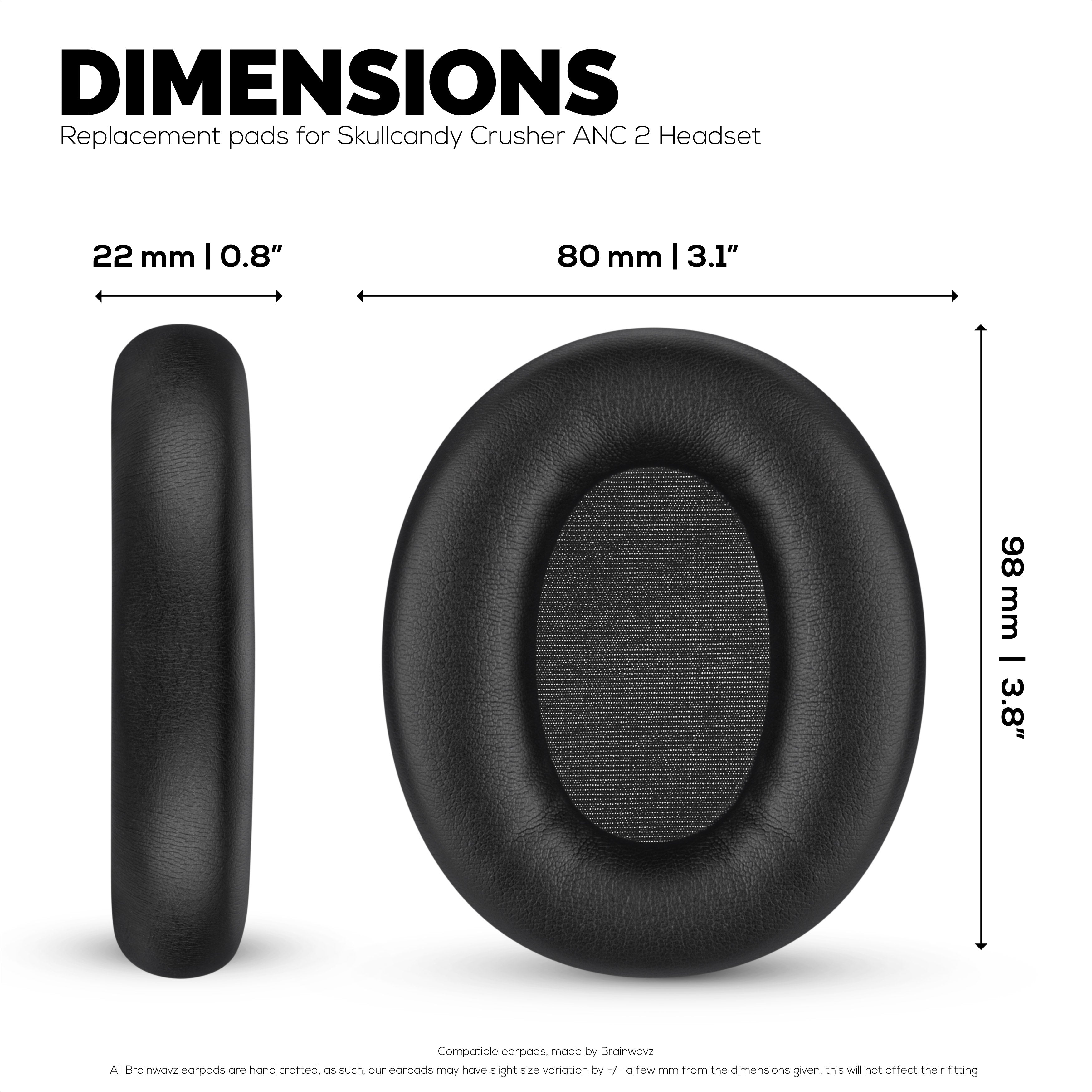 Replacement Earpads for Skullcandy Crusher ANC 2 Headsets. Soft PU Leather with High Grade Memory Foam for Extra Comfort & Durability