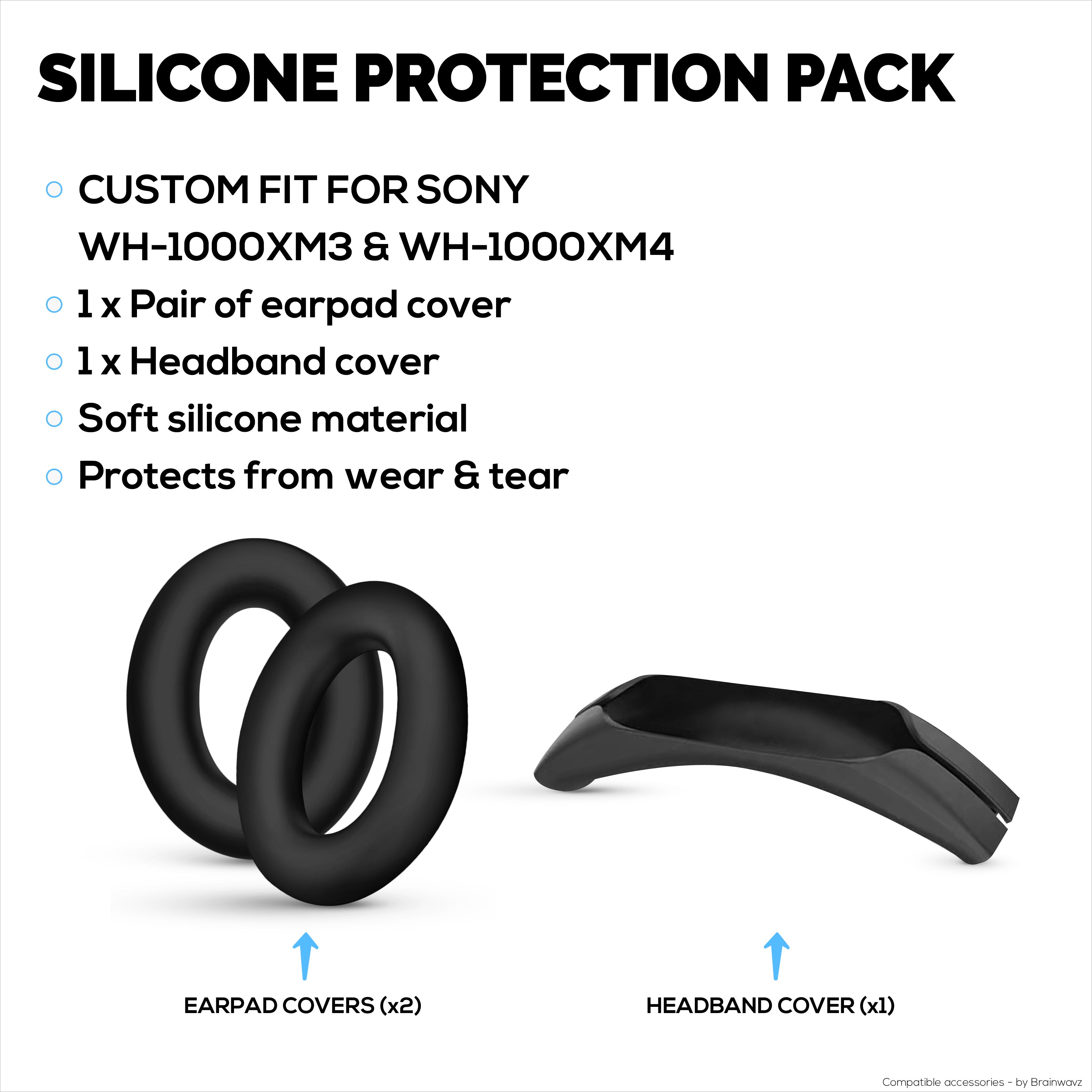 Silicone Protective Cover Set for Sony WH-1000XM3 & WH1000XM4 - Headband & Earpad Covers – Sweatproof, Dustproof, Non-Slip & Easy to Install
