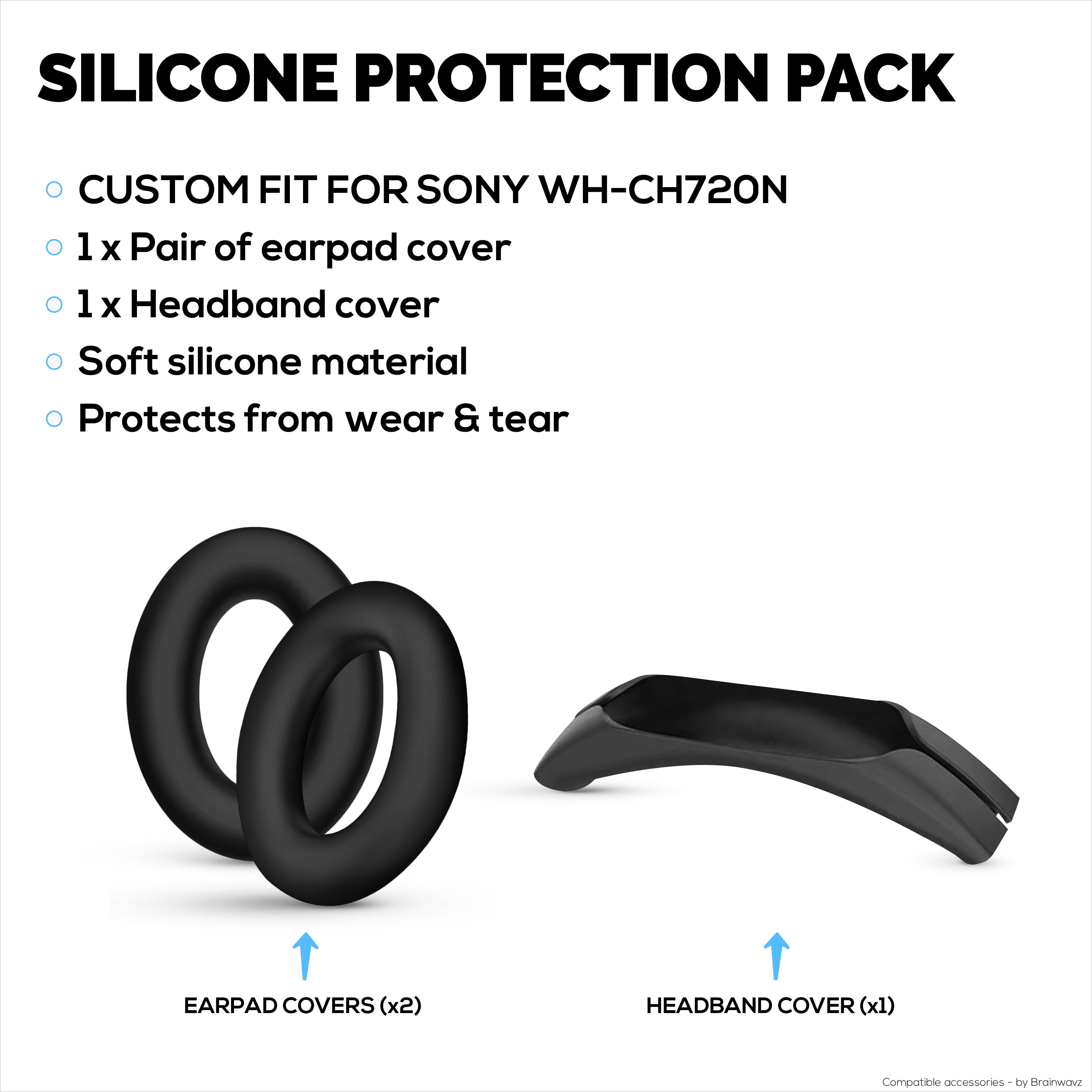 Silicone Protective Cover Set for Sony WH-CH720N - Headband & Earpad Covers – Sweatproof, Dustproof, Non-Slip & Easy to Install