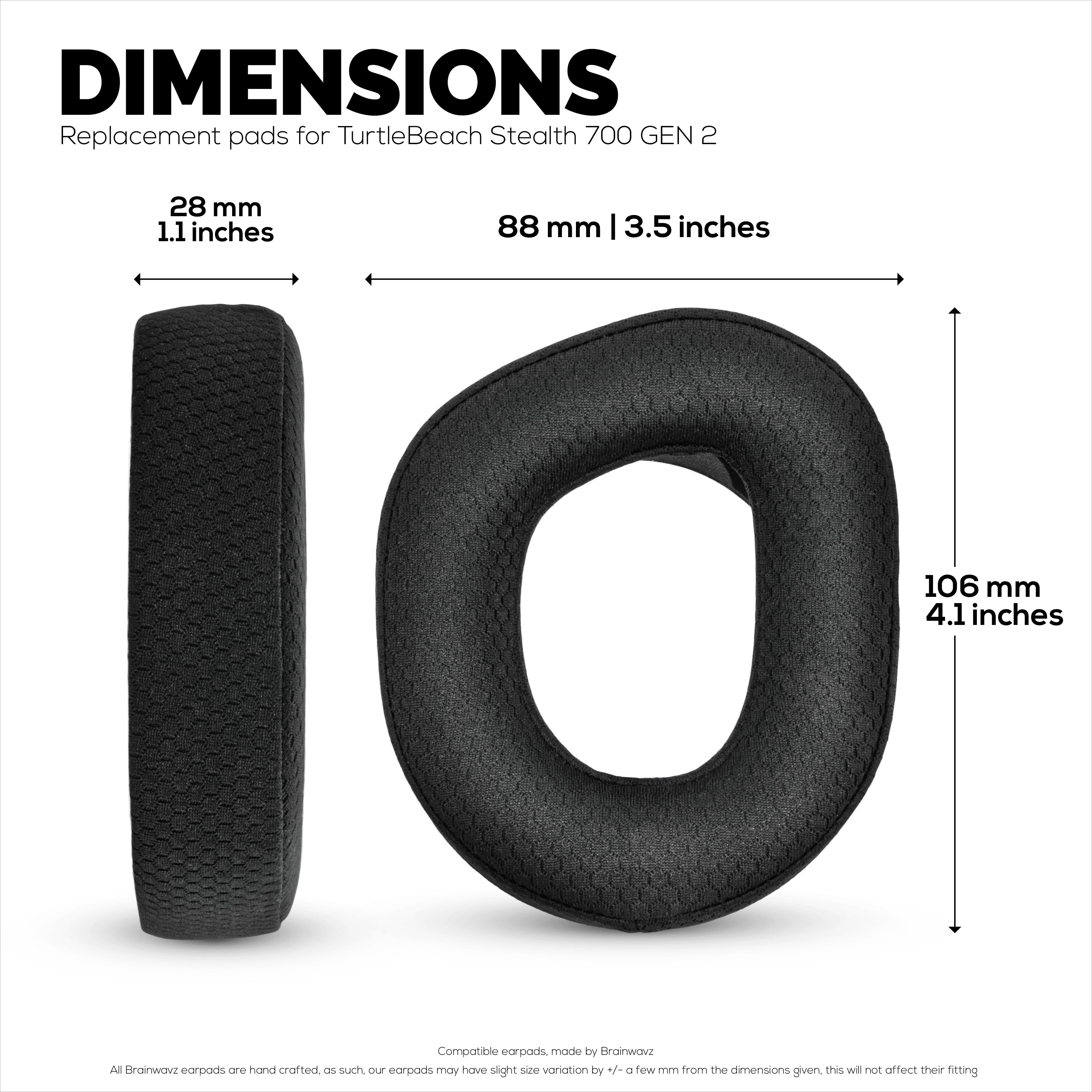 Mesh Fabric Earpads for TurtleBeach Stealth 700 Gen 2 & Stealth 700 Gen 2 MAX Wireless Headsets, Breathable Mesh Fabric & High-Grade Memory Foam