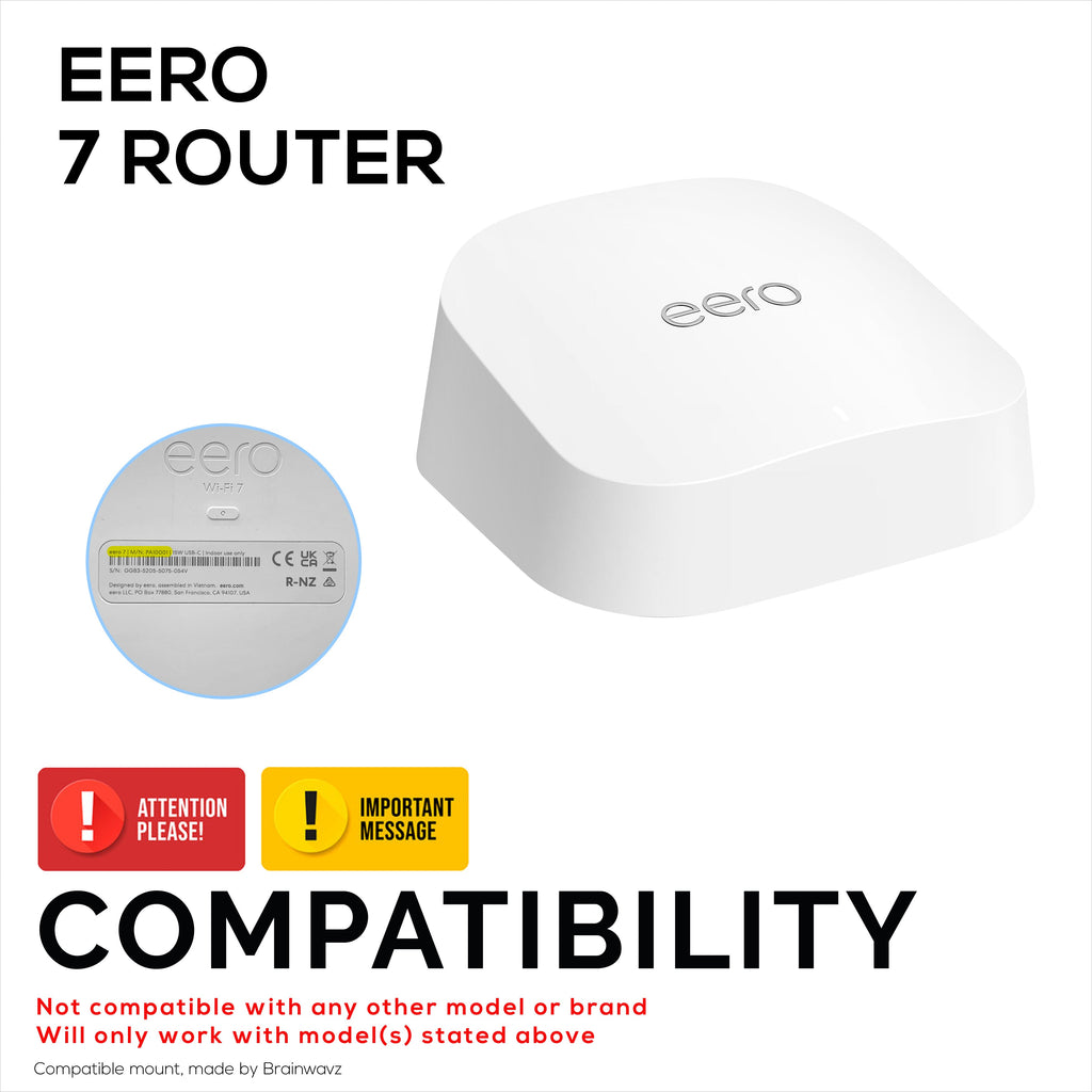 Screwless Wall Mount for EERO 7 WiFi Router, Easy To Install Holder, Adhesive & Screw In