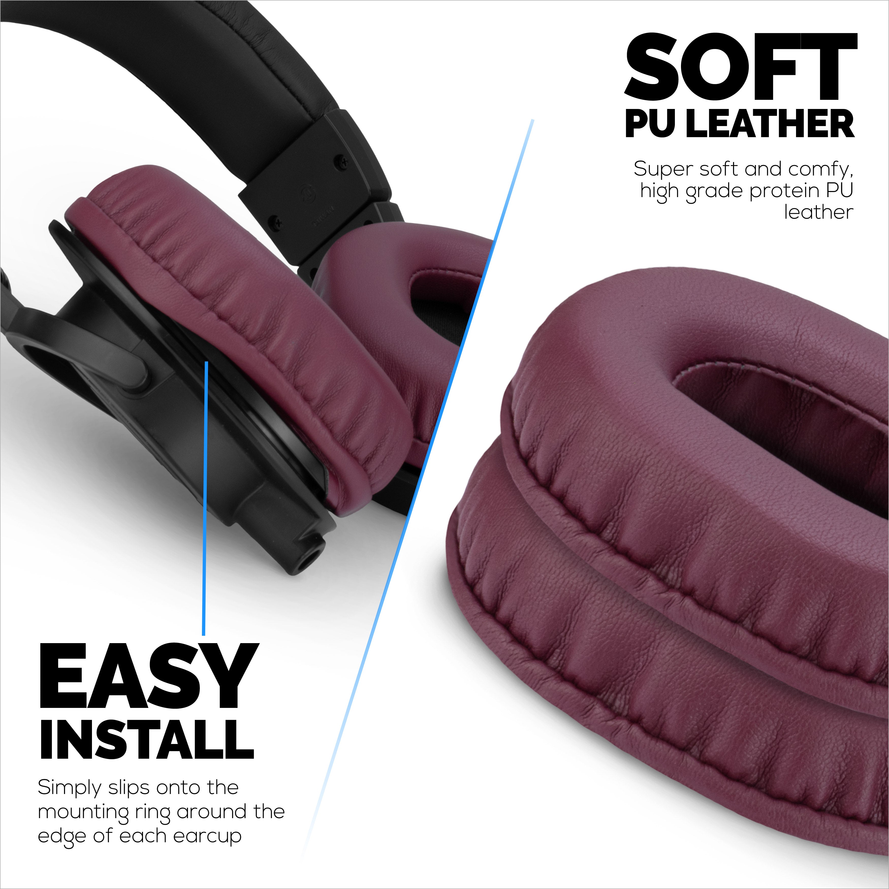 Replacement Earpads for ATH-M50X, M50xBT, M50RD, M40X, M30X, M20X Audio Technica Headsets. Soft PU Leather with Memory Foam for Extra Comfort & Durability