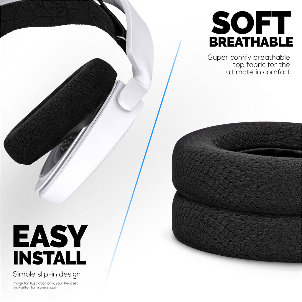 Fabric Earpads for Steelseries Arctis Nova Series 1/P/X, 3, 5/P/X, 7/P/X, PRO & PRO for XBox Headsets, Breathable Mesh Fabric & High-Grade Memory Foam
