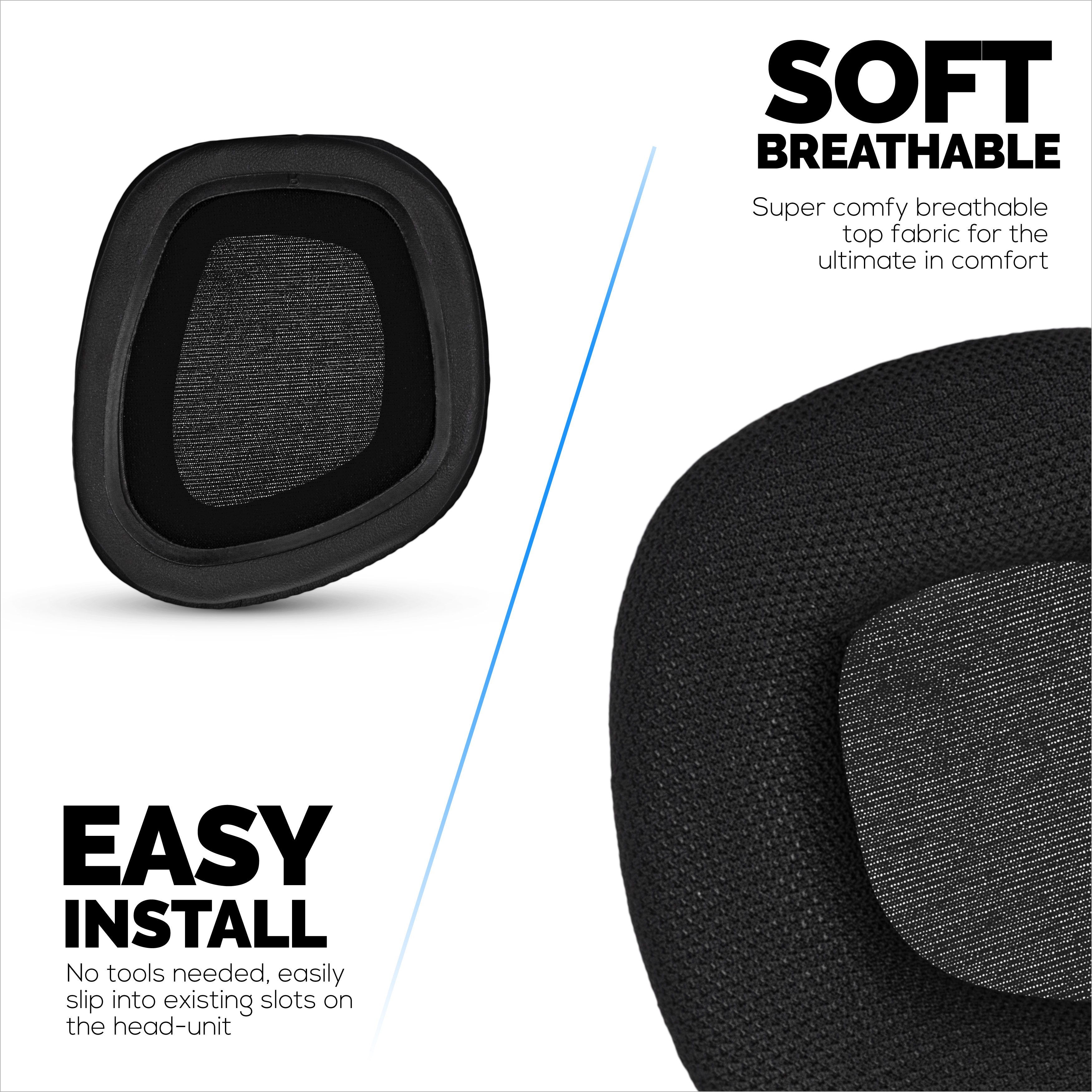 Mesh Fabric Earpads for Corsair Void RGB Elite Wireless, RGB Elite USB, Elite Surround Headsets, Breathable Mesh Fabric & High-Grade Memory Foam