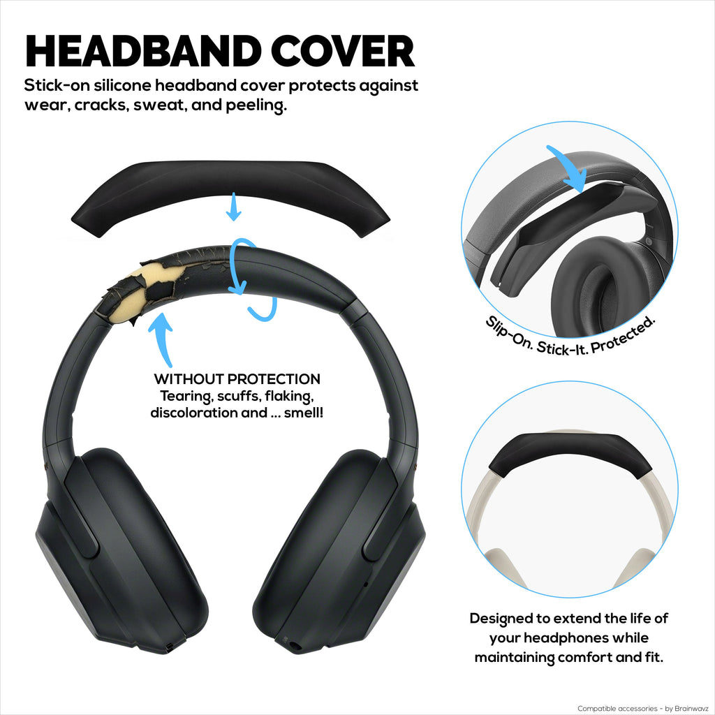 Silicone Protective Cover Set for Sony WH-1000XM3 & WH1000XM4 - Headband & Earpad Covers – Sweatproof, Dustproof, Non-Slip & Easy to Install