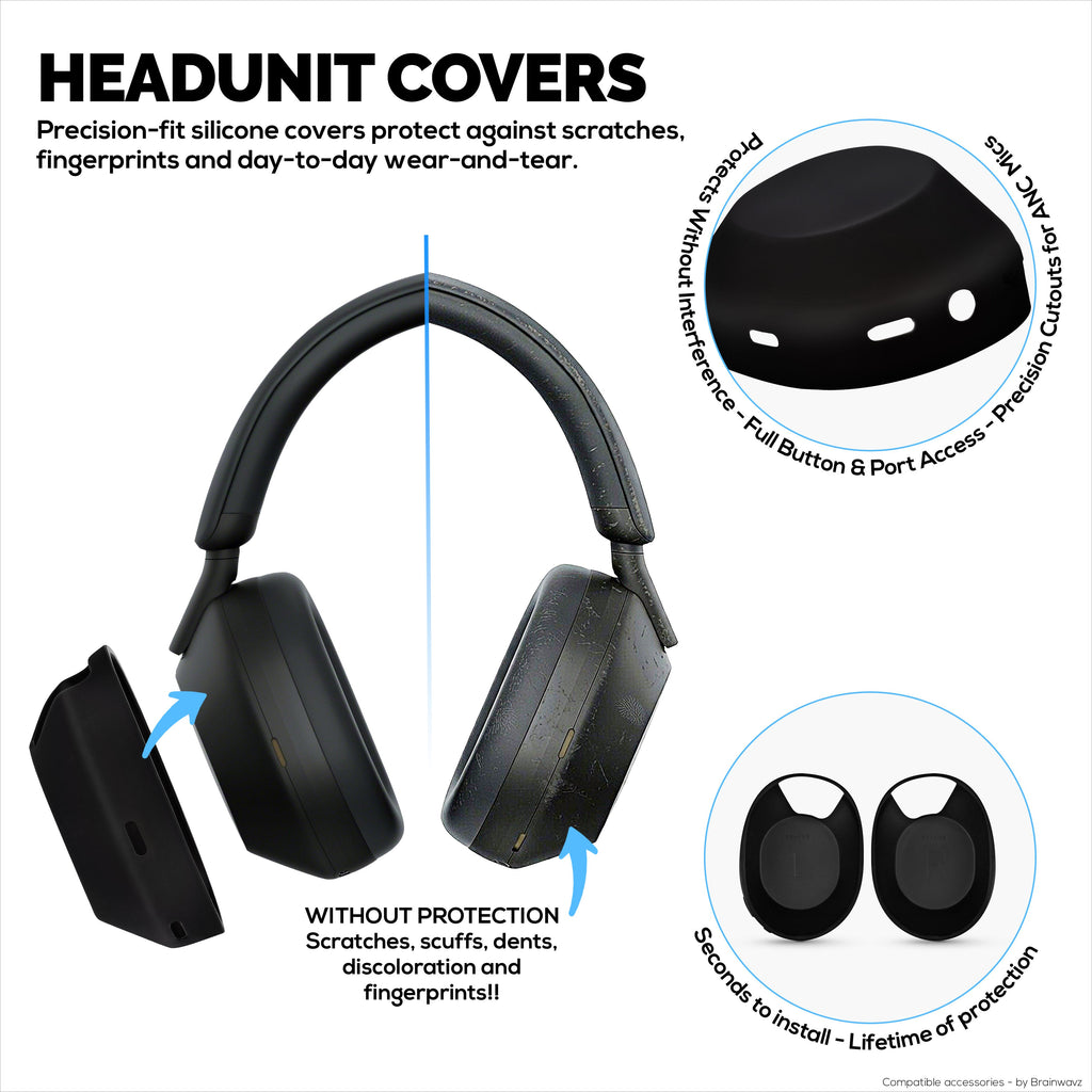 Silicone Protective Cover Set for Sony WH-1000XM5 - Headband, Ear Cup & Earpad Covers – Sweatproof, Dustproof, Non-Slip & Easy to Install